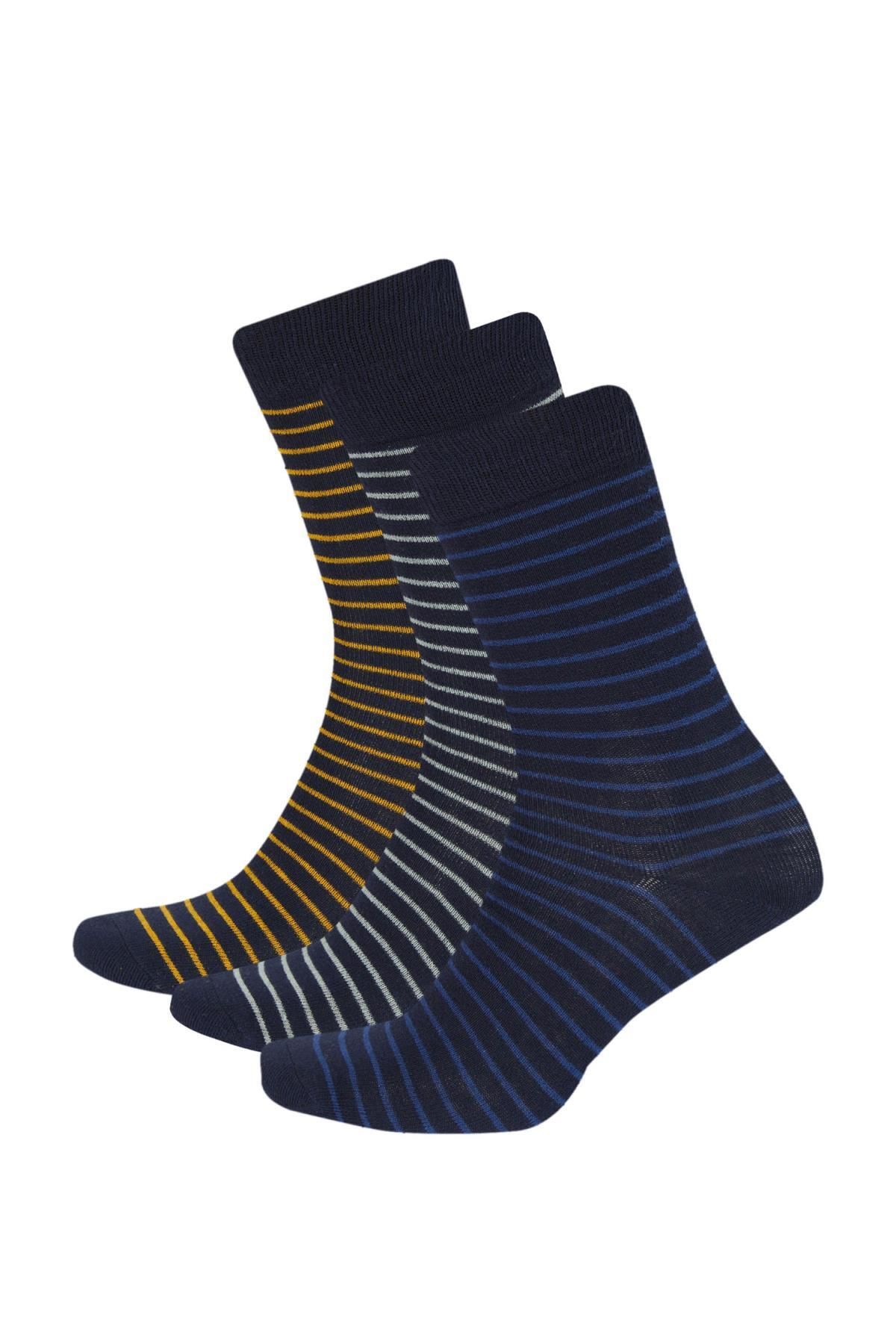 Defacto Erkek 3'lü Pamuklu Uzun Çorap C1004axns