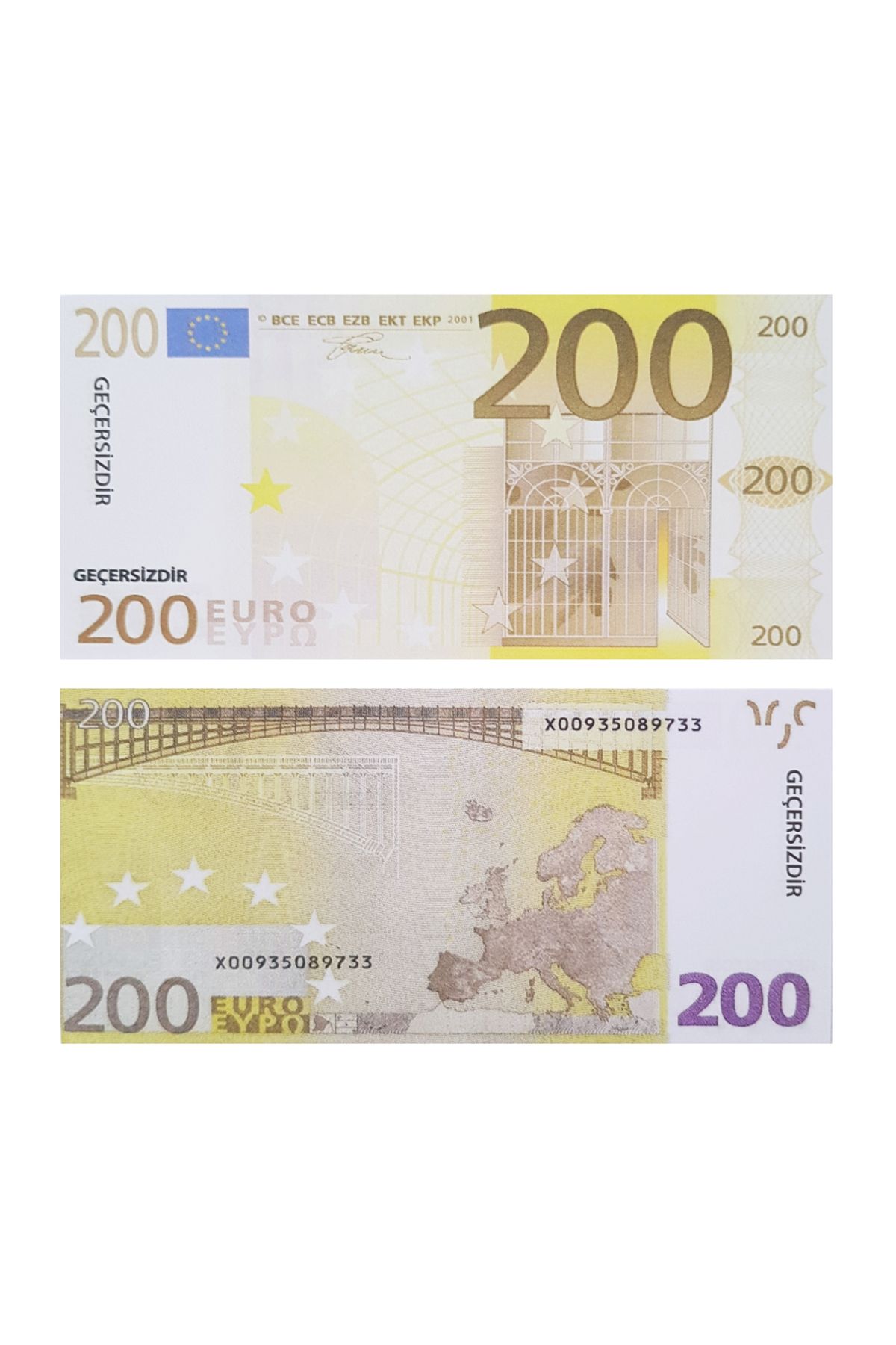 POPKONSOL Geçersiz Şaka Düğün Parası Sahte Para 100 Adet Oyun Parası 200 Euro