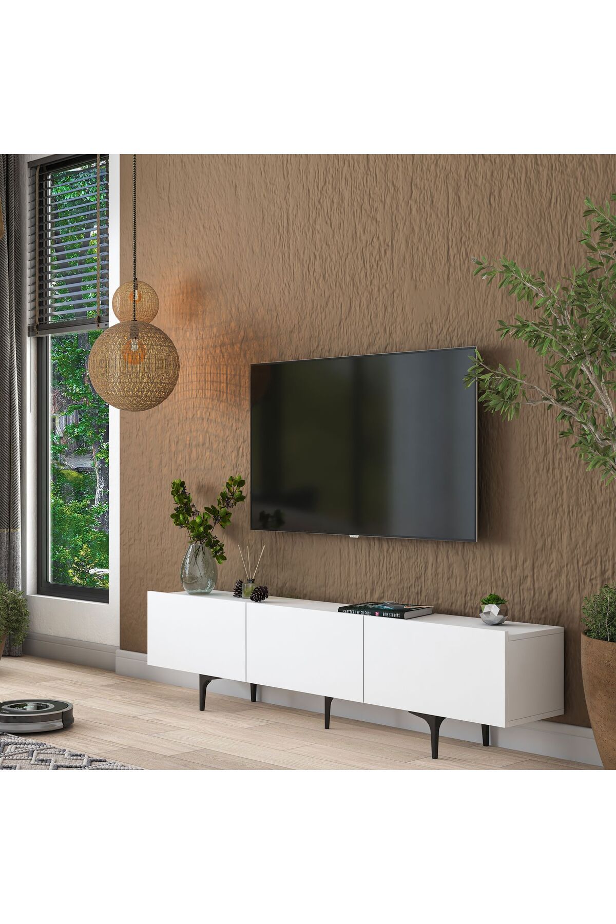 Rani Mobilya Rani AA135 Tv Ünitesi Düşer Kapaklı Tv Sehpası 180 Cm Beyaz