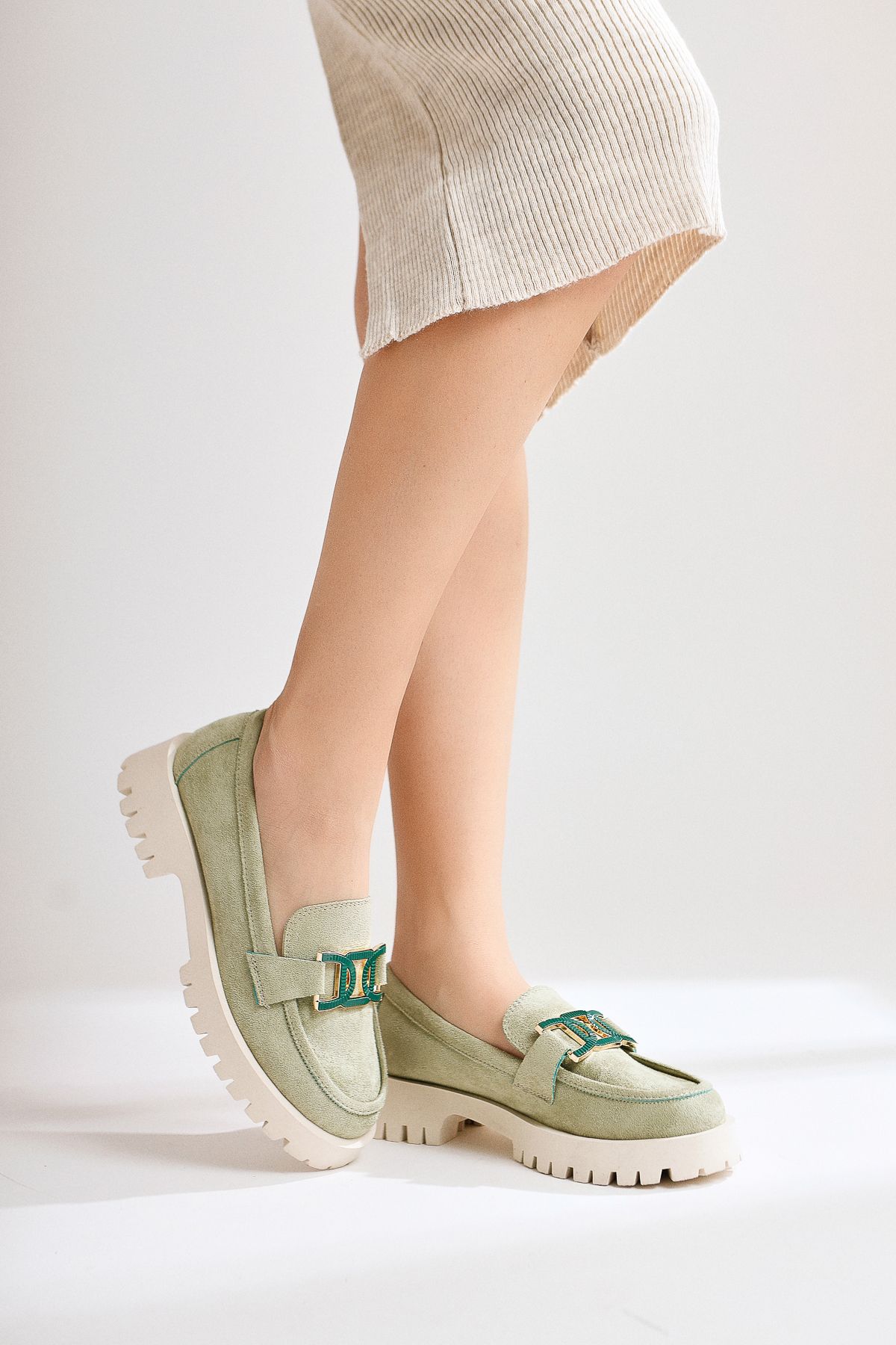 Limoya Ann-Sophi Yeşil Süet Toka Detaylı Oxford Ayakkabı