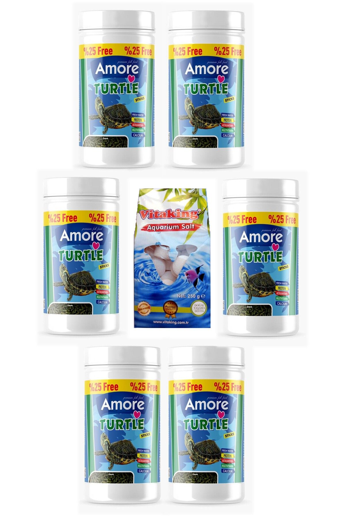 AMORE Turtle Calcium Sticks 6x125 ml Vitaminli Su Kaplumbağası Yüzen Yemi, Kaya Tuzu Tabletleri