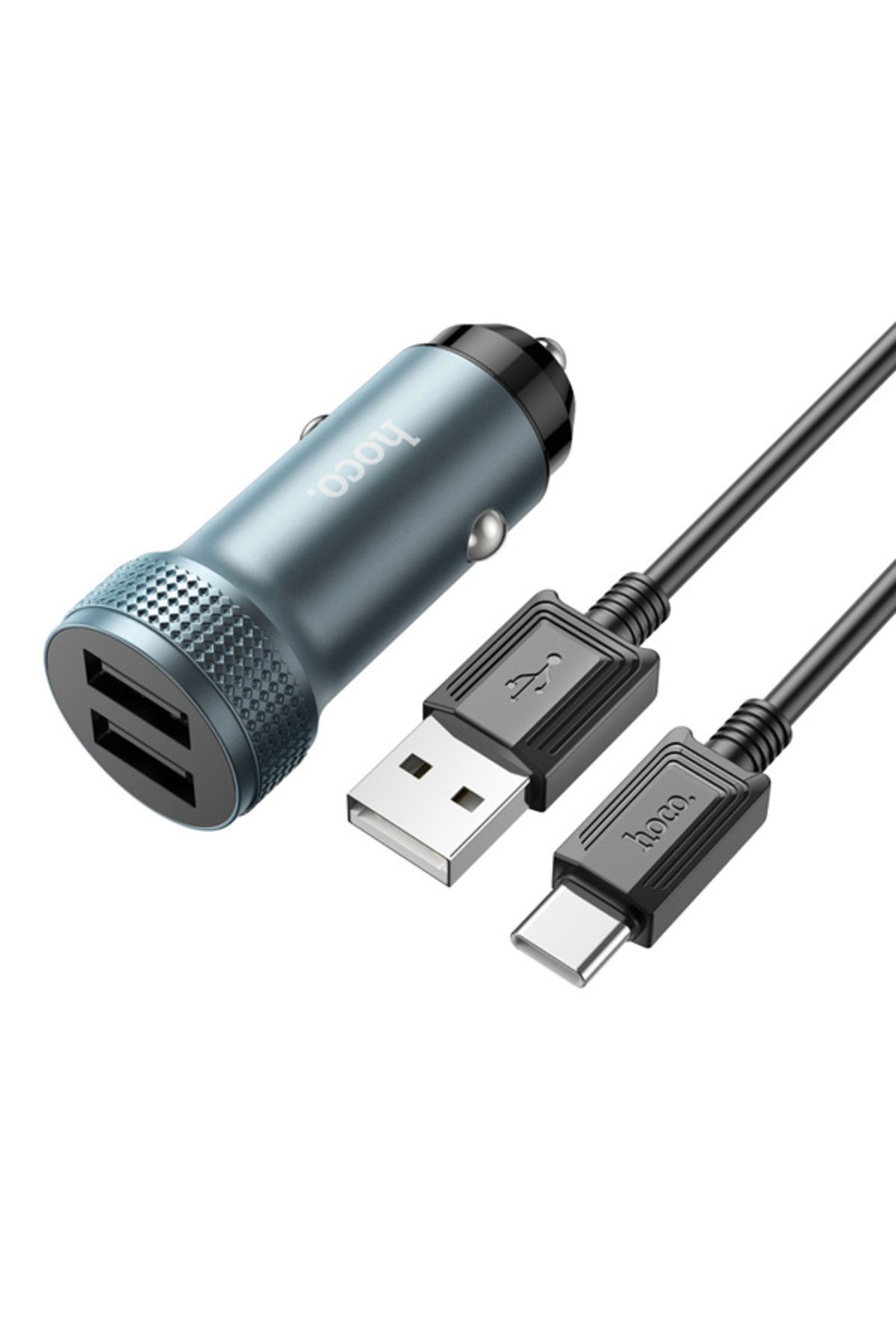 Kamardey Z49 Çift USB Girişli Araç Şarj Başlık + USB To Type-C Kablo Uyumlu