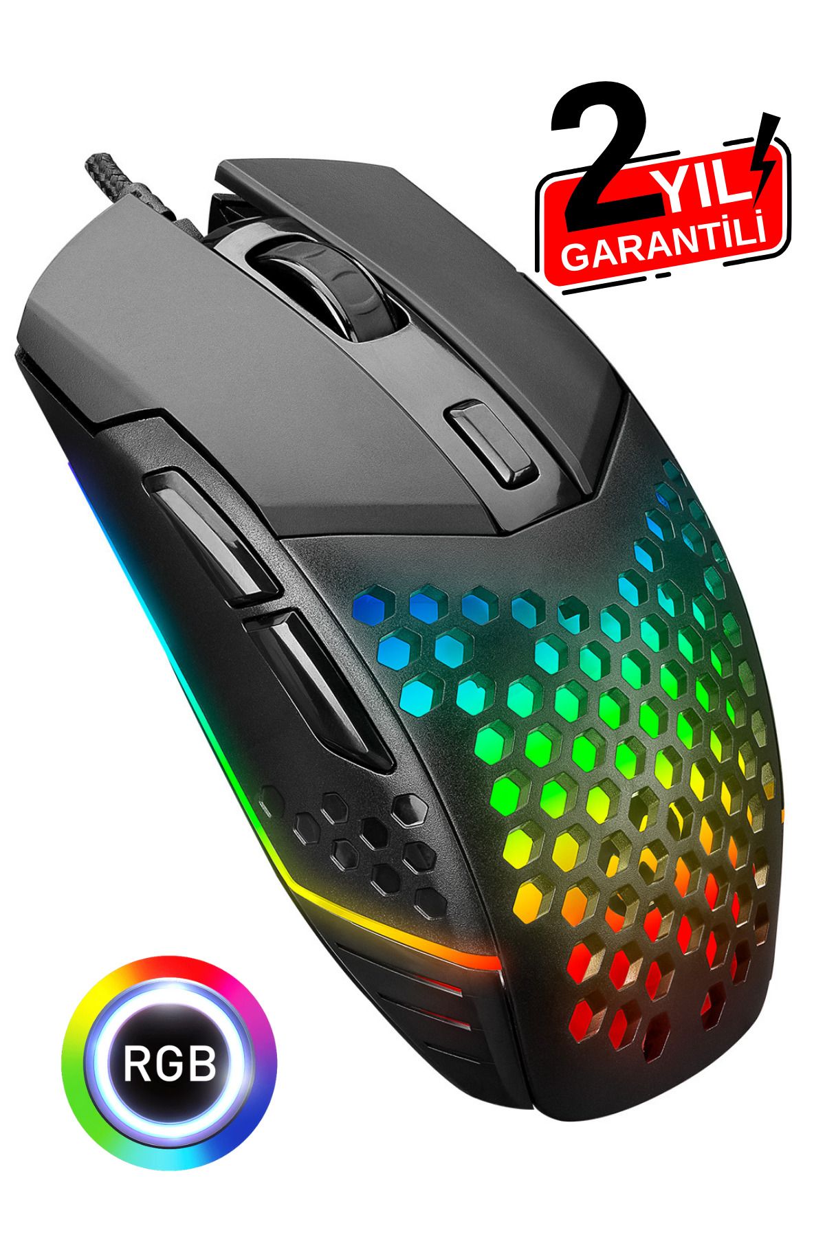 Everest SMX-G19 ANGARD RGB Işıklı Makrolu 7200 Dpi Ultra Hafif Profesyonel Gaming Oyuncu Mouse Örgü Kablolu