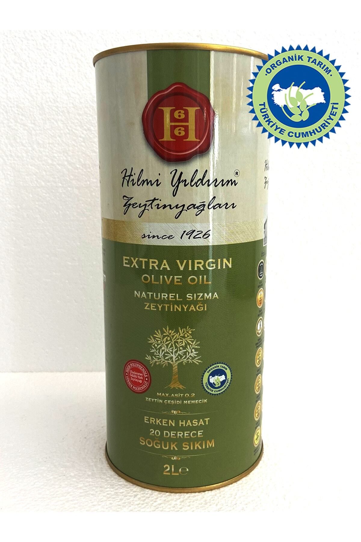Hilmi Yıldırım Zeytinyağları Hilmi Yıldırım Yeni Hasat Organik Erken Hasat Filtreli Soğuk Sıkım Natürel Sızma Zeytinyağı 2 L