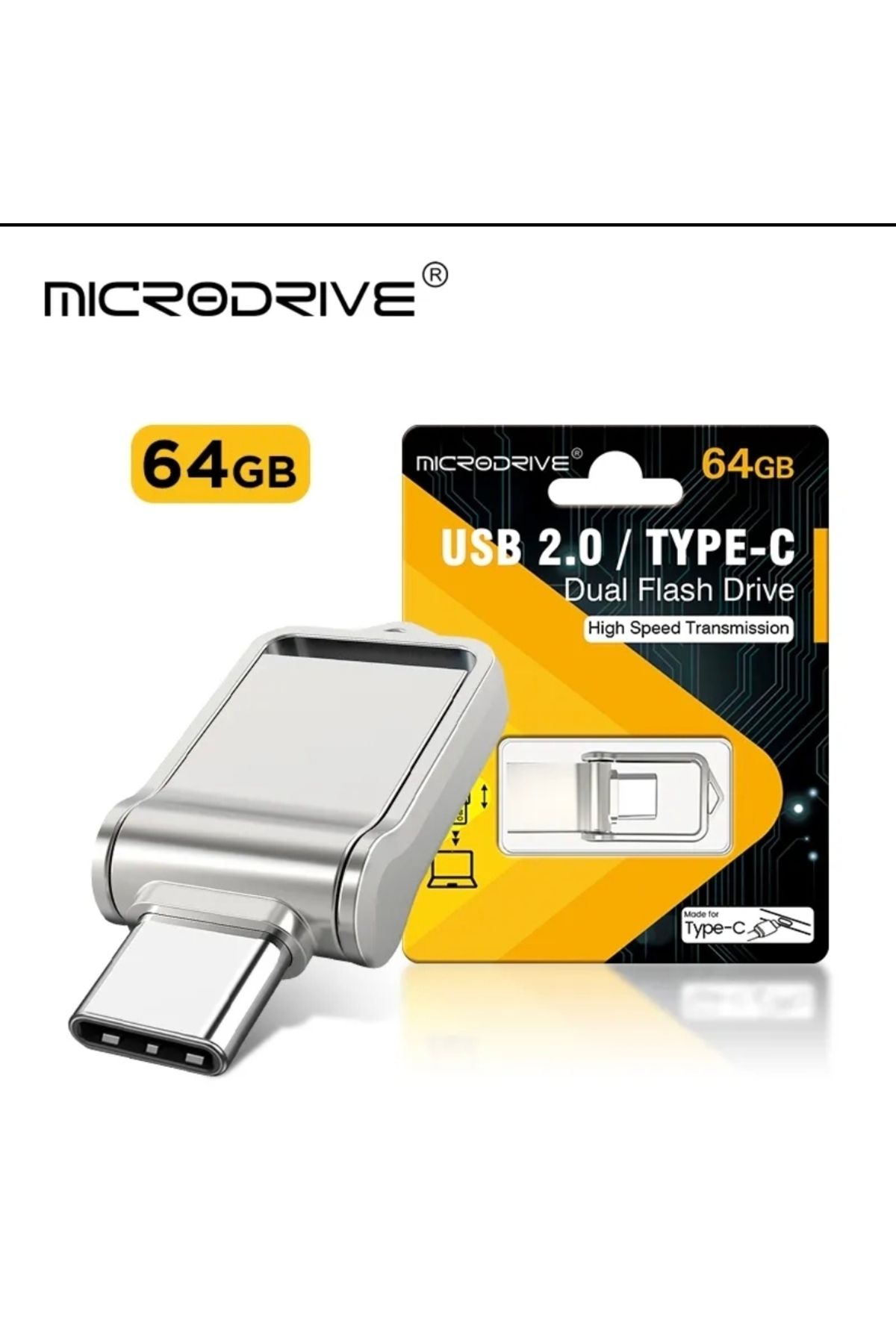 MicroDrive 512gb-256gb-128gb-64gb-32 Gb Type-c Ve Usb Flash Bellek Otg Çift Giriş Metal Sağlam 2.0