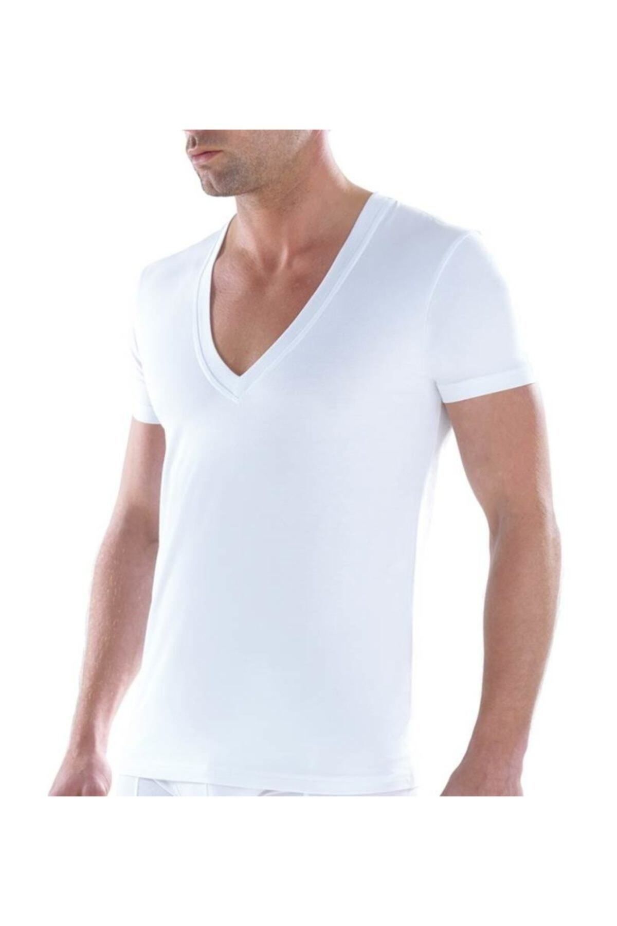 Blackspade Tender Cotton Erkek Derin V-yaka T-shirt 9212 - Beyaz