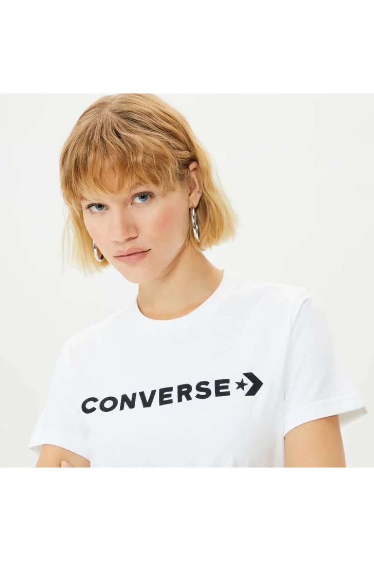 Converse Glossy Wordmark Kadın Beyaz T-Shirt
