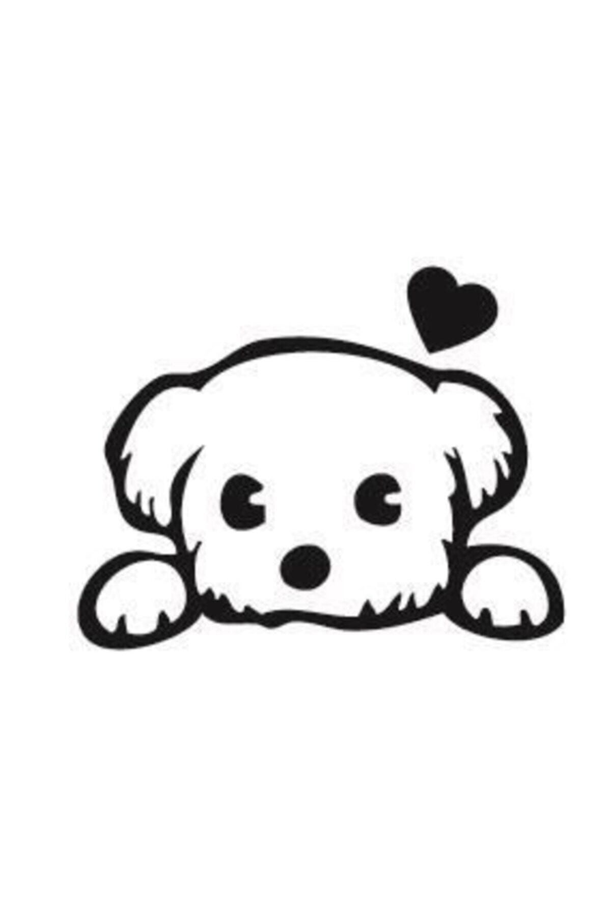 212shop Sevimli Köpek Sticker | Tatlı Köpek | Kaput - Bagaj - Cam - Leptop | Siyah