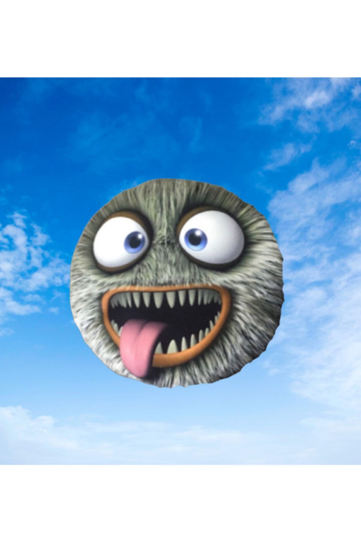 AZİZ OYUNCAK Monster Gri Esprili Emoji Karikatür Temalı Oyuncak Monster Yastık. 30 Cm.