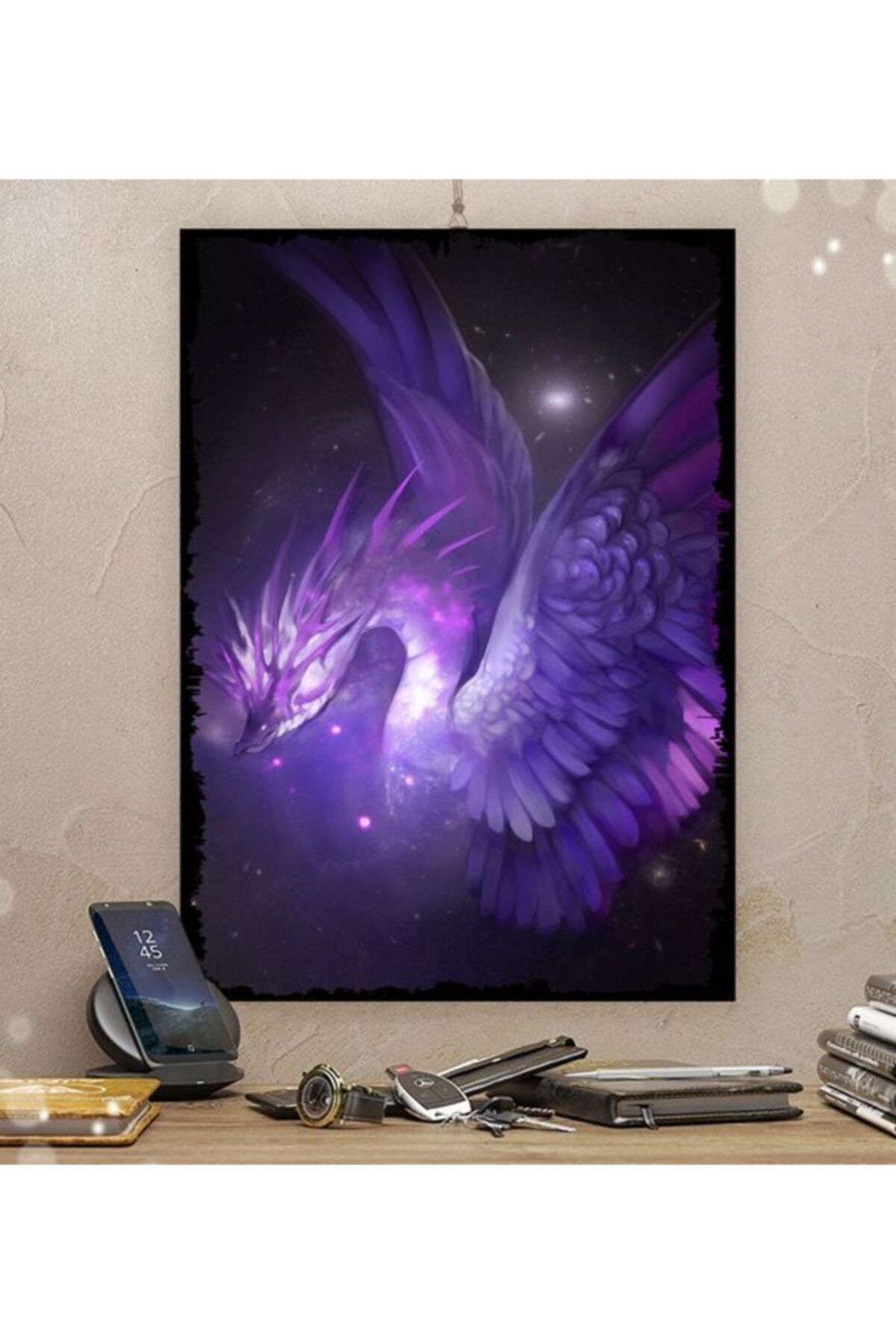 Tontilika Mistik Ejderha Özel Fantasy Tasarım 21x30cm Hediyelik Dekoratif 8mm Ahşap Tablo