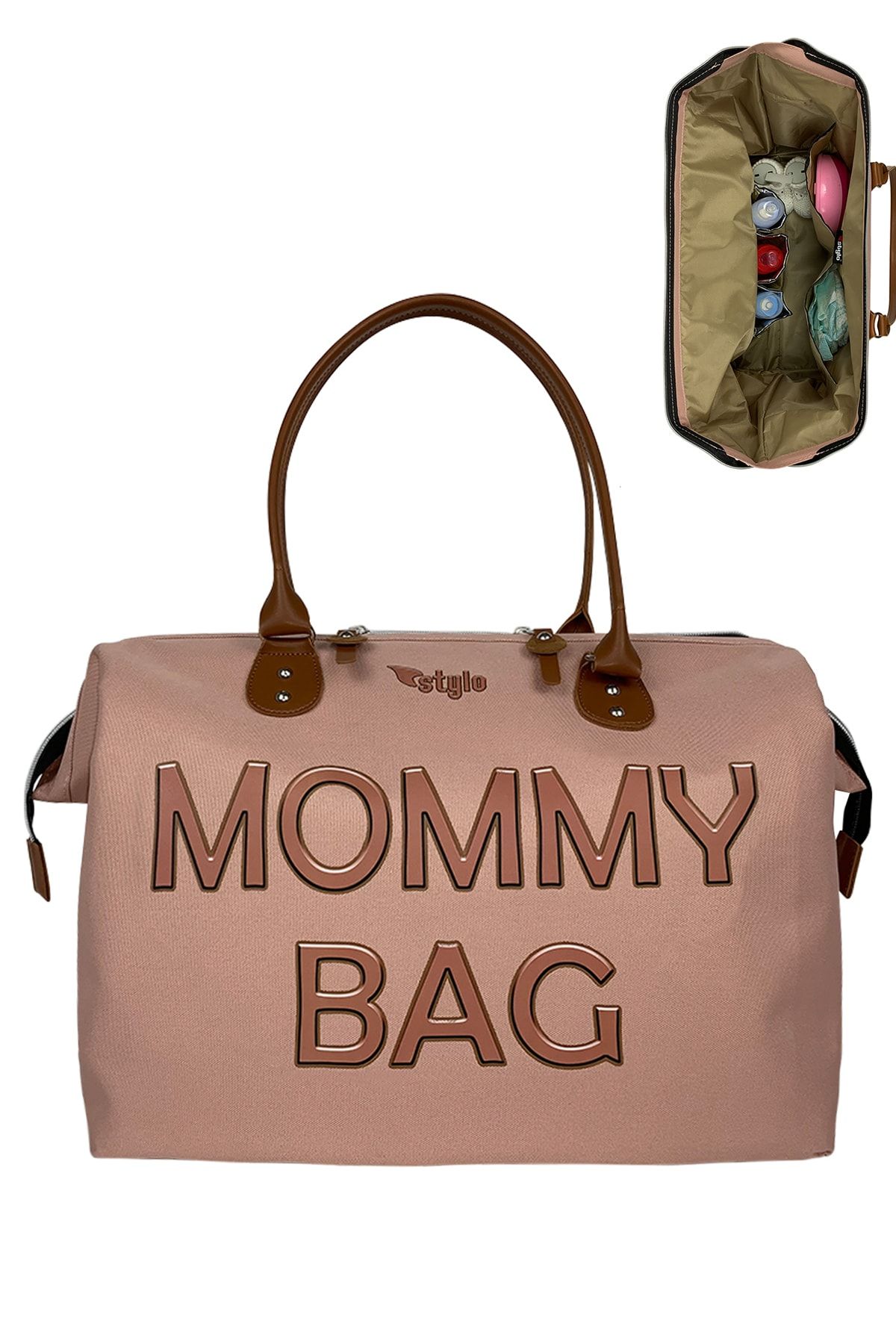 Stylo Mommy Bag 3d Anne Bebek Bakım Çantası - Pudra