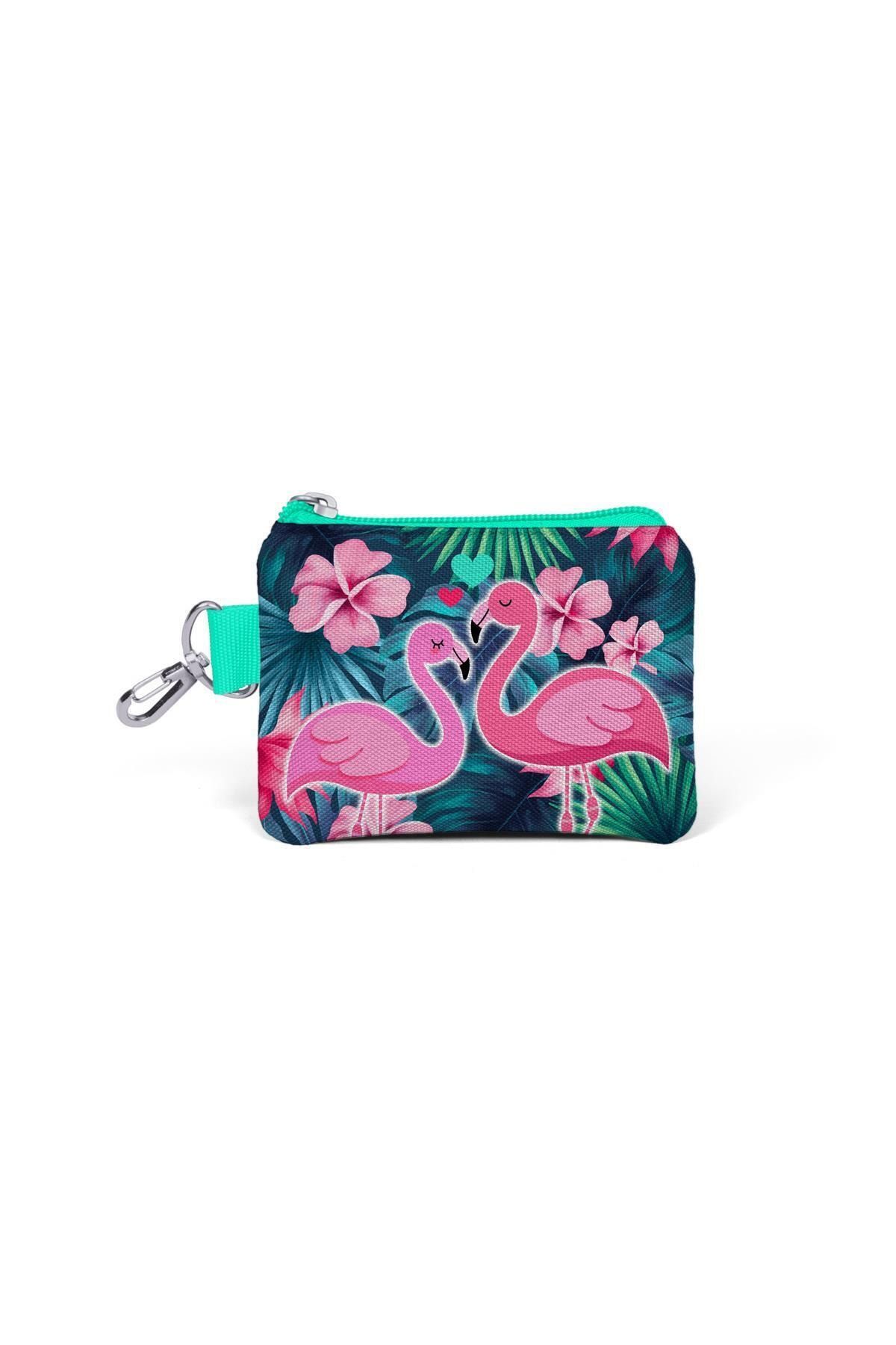 Coral High Kids Neon Mercan Su Yeşili Flamingo Desenli Bozuk Para Çantası 21762