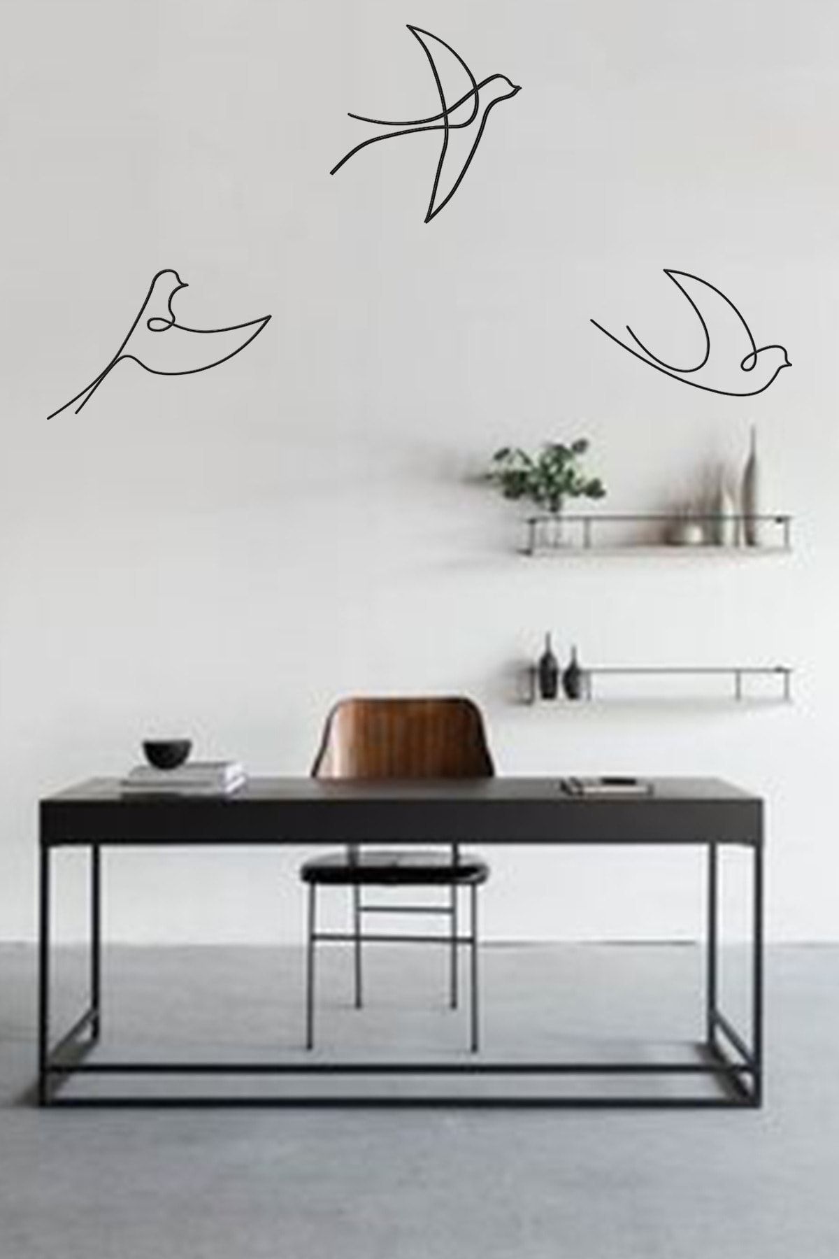 NT Handmade Siyah Ahşap 3lü Modern Kuş Duvar Dekoru Salon Oturma Odası Yatak Odası Için 40x55cm Mdf Tablo