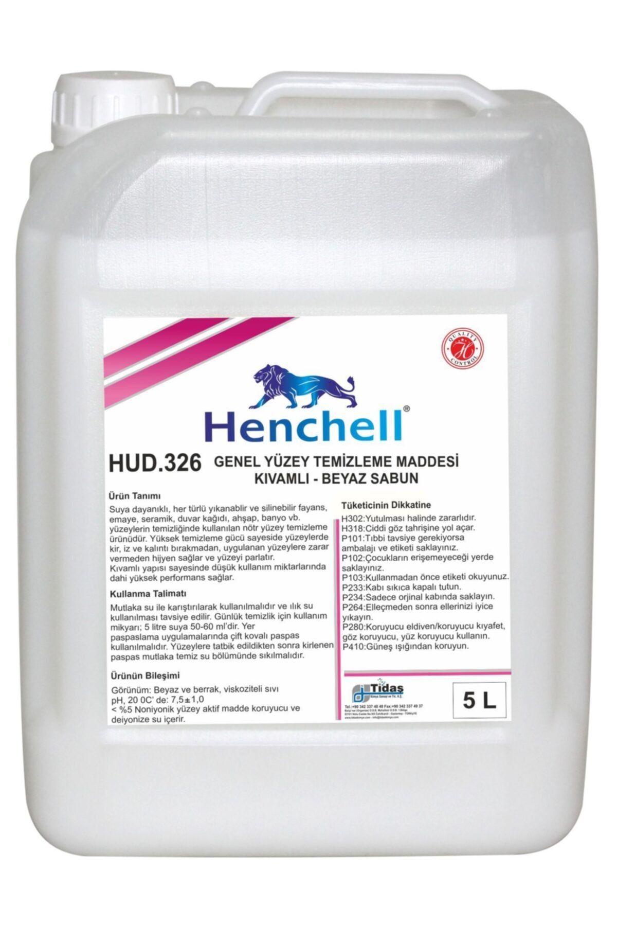Henchell Genel Yüzey Temizleme Ultra Beyaz Sabun 5l