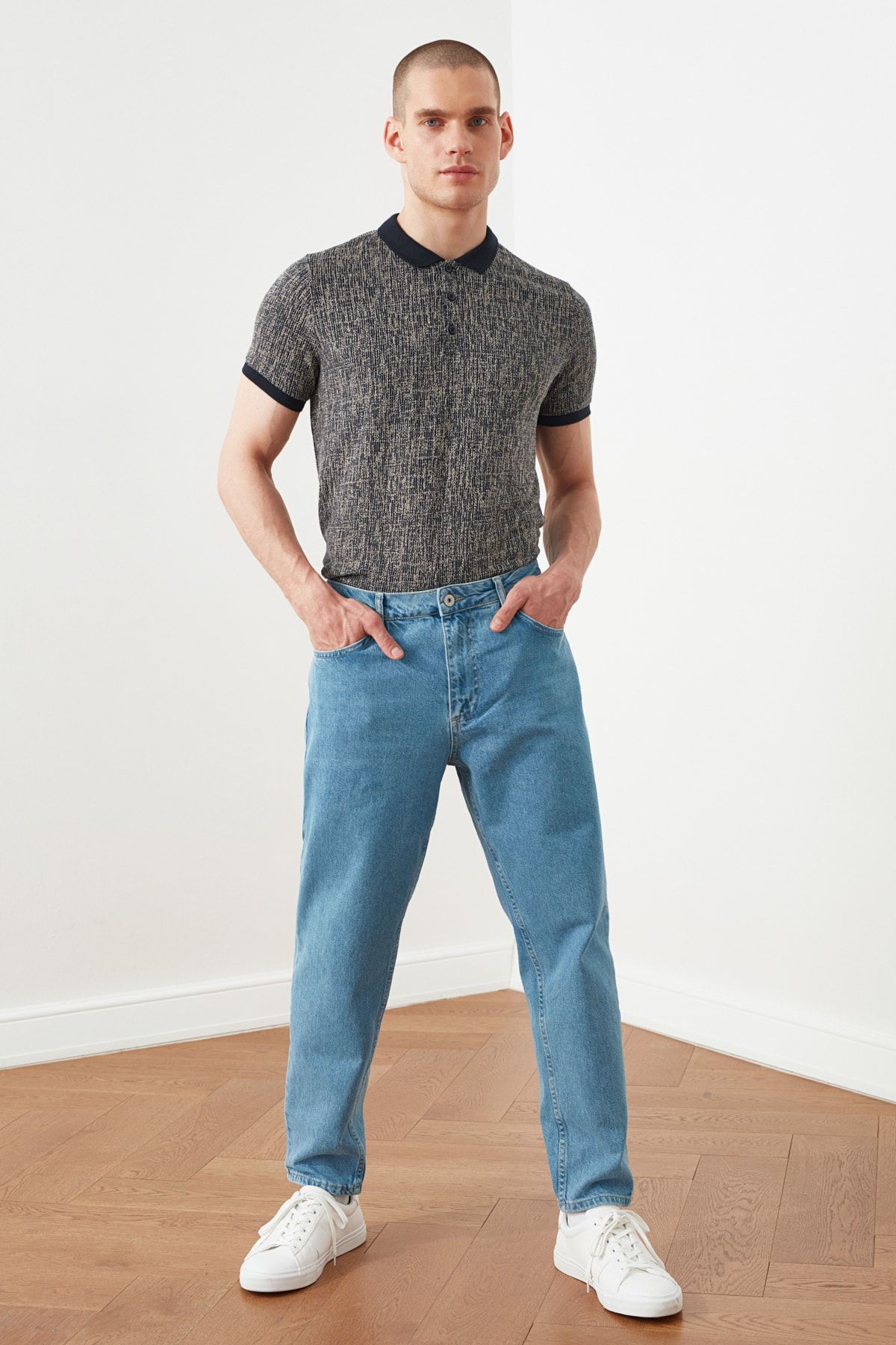TRENDYOL MAN Mavi Erkek Essential Crop Jeans TMNSS21JE0673