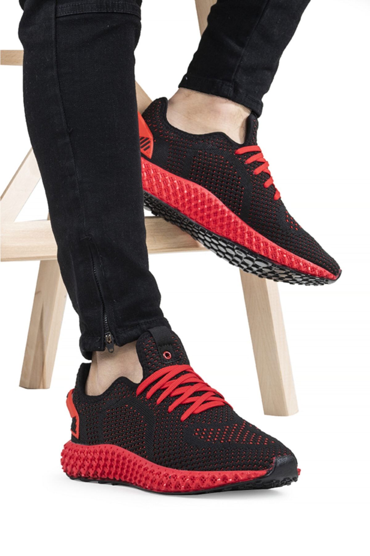 Dunlop Erkek Siyah Kırmızı Tabanlı Spor Ayakkabı