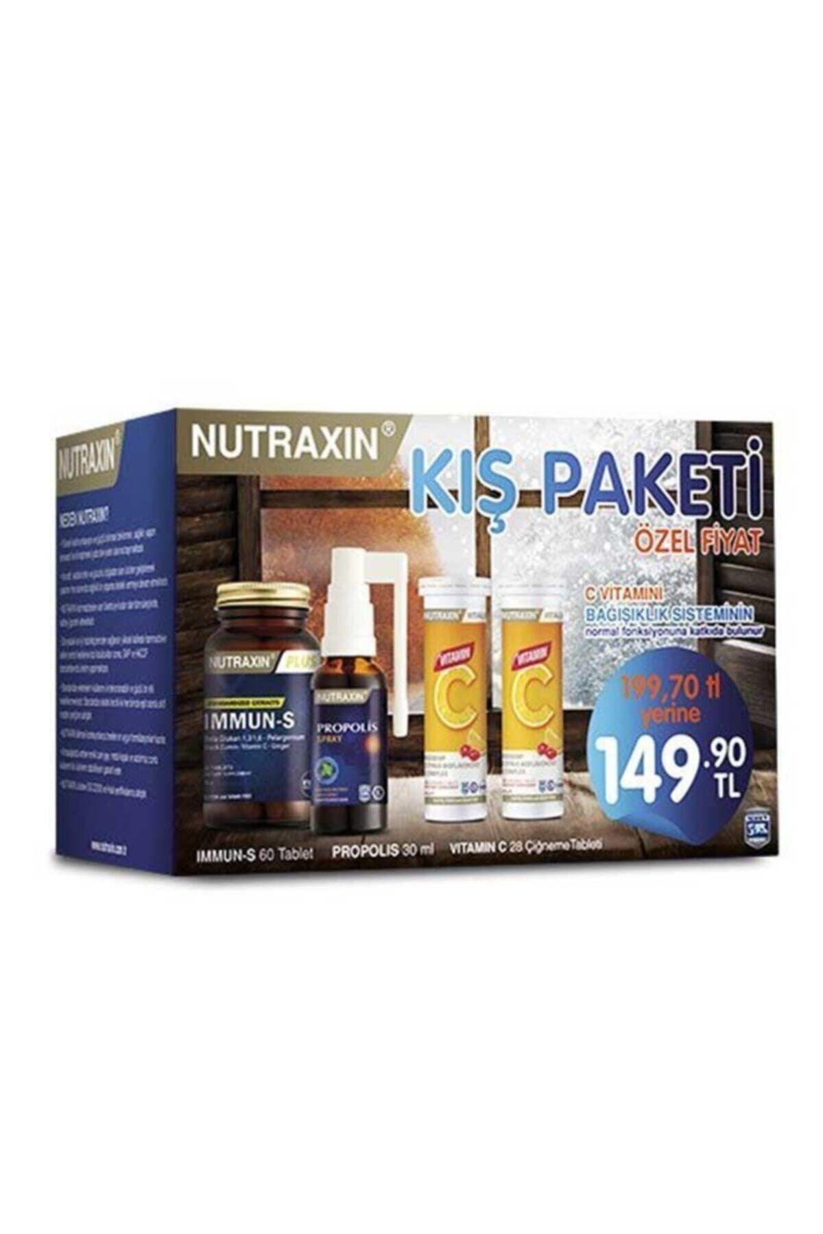 Nutraxin Kış Paketi ( Immun S Tablet + C Vitamin Çiğneme Tableti + Propolis Sprey )