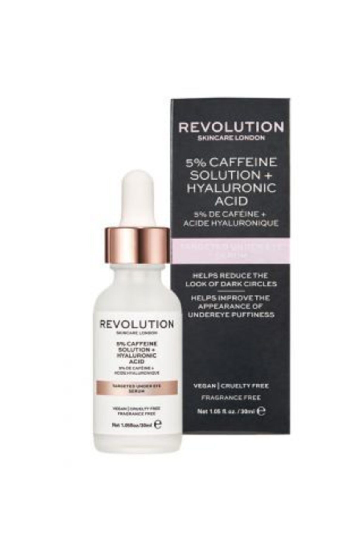 Revolution Skincare Vegan - Göz Altı Serumu % 5 Kafein Çözeltisi + Hyaluronik Destekli Serum-30 ml