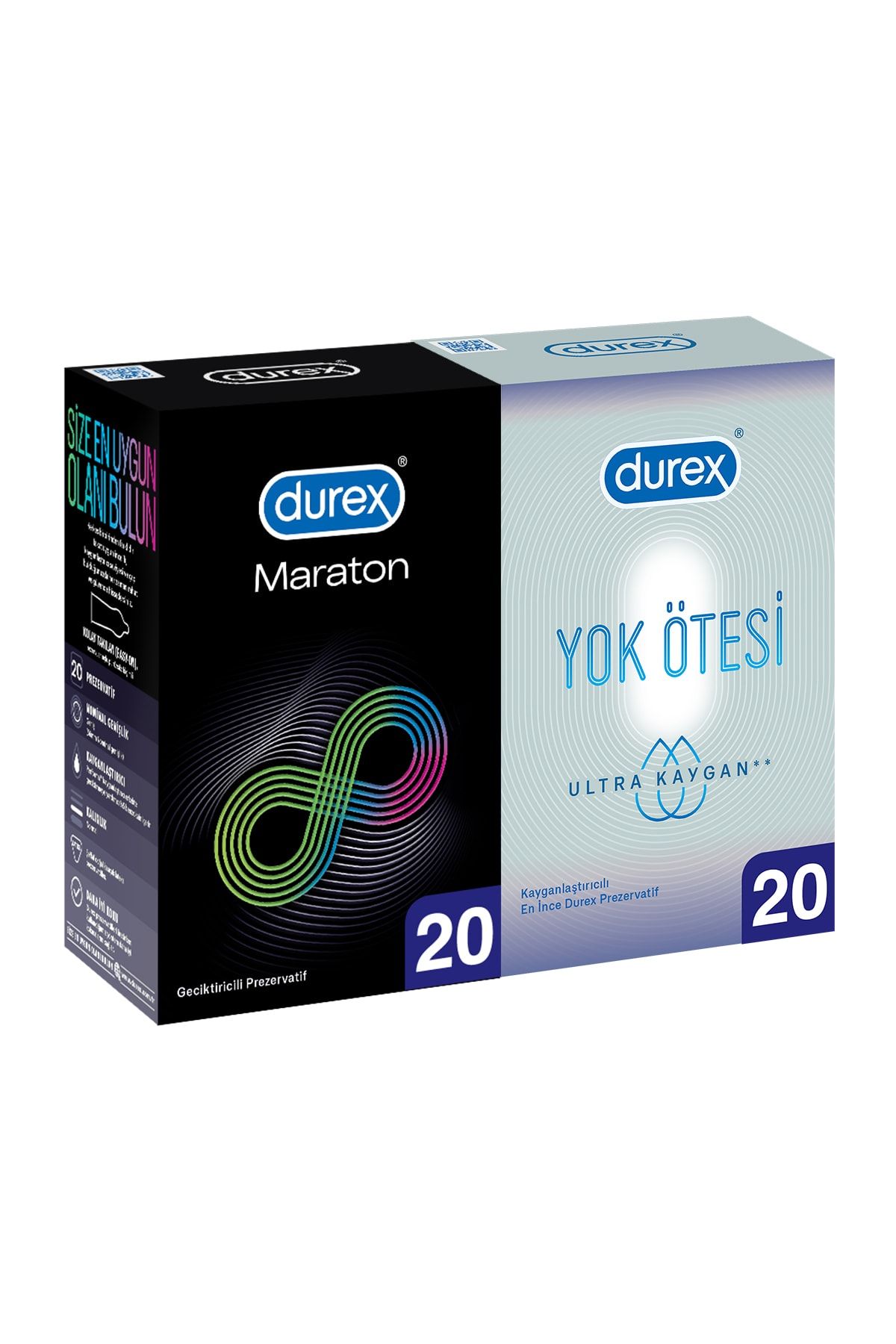 Durex Maraton Geciktiricili 20li + Yok Ötesi Ultra Kaygan 20li Prezervatif Paketi