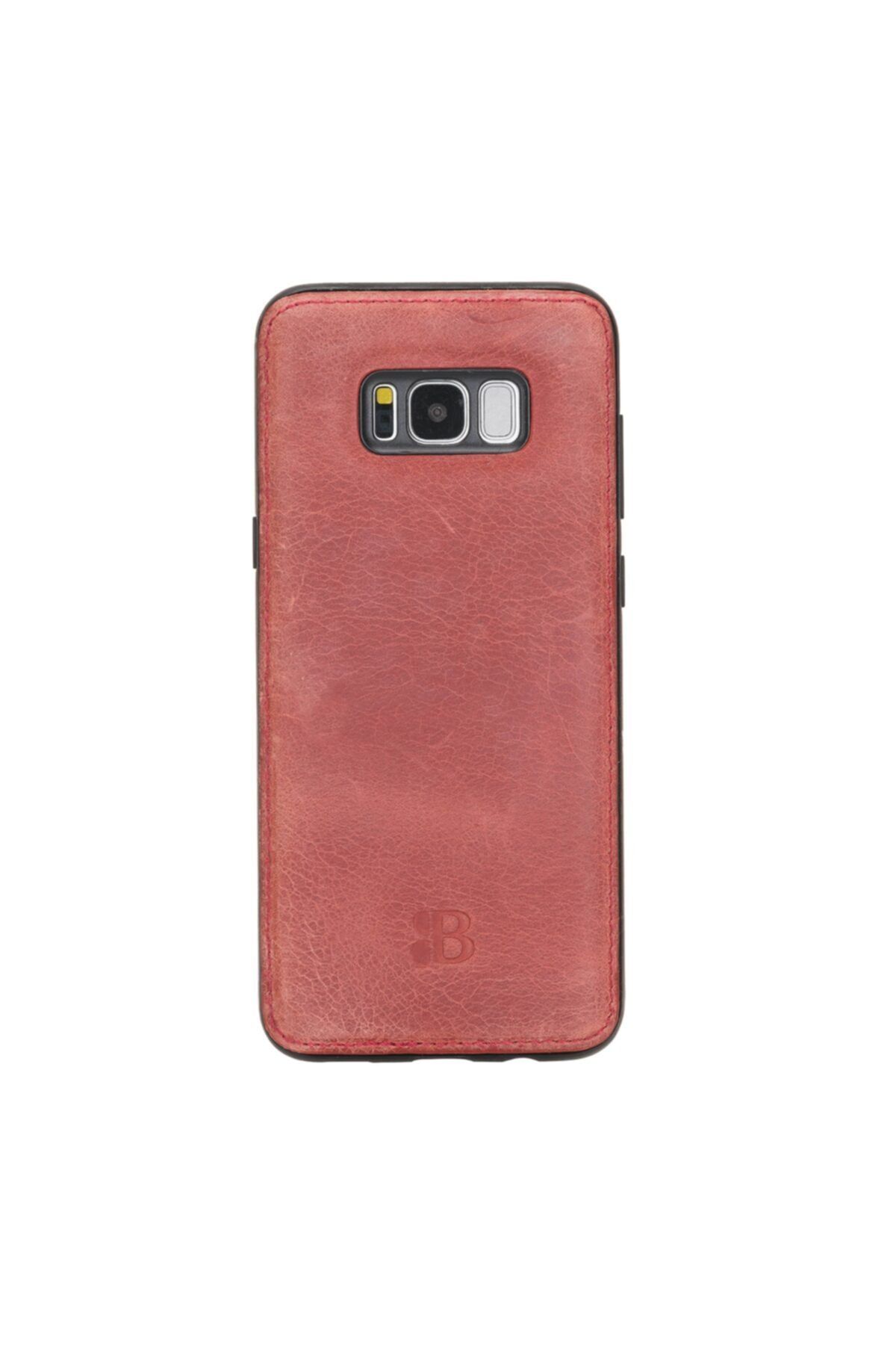 Burkley Samsung Galaxy S8 Plus Uyumlu Kırmızı Deri Arka Telefon Kılıfı