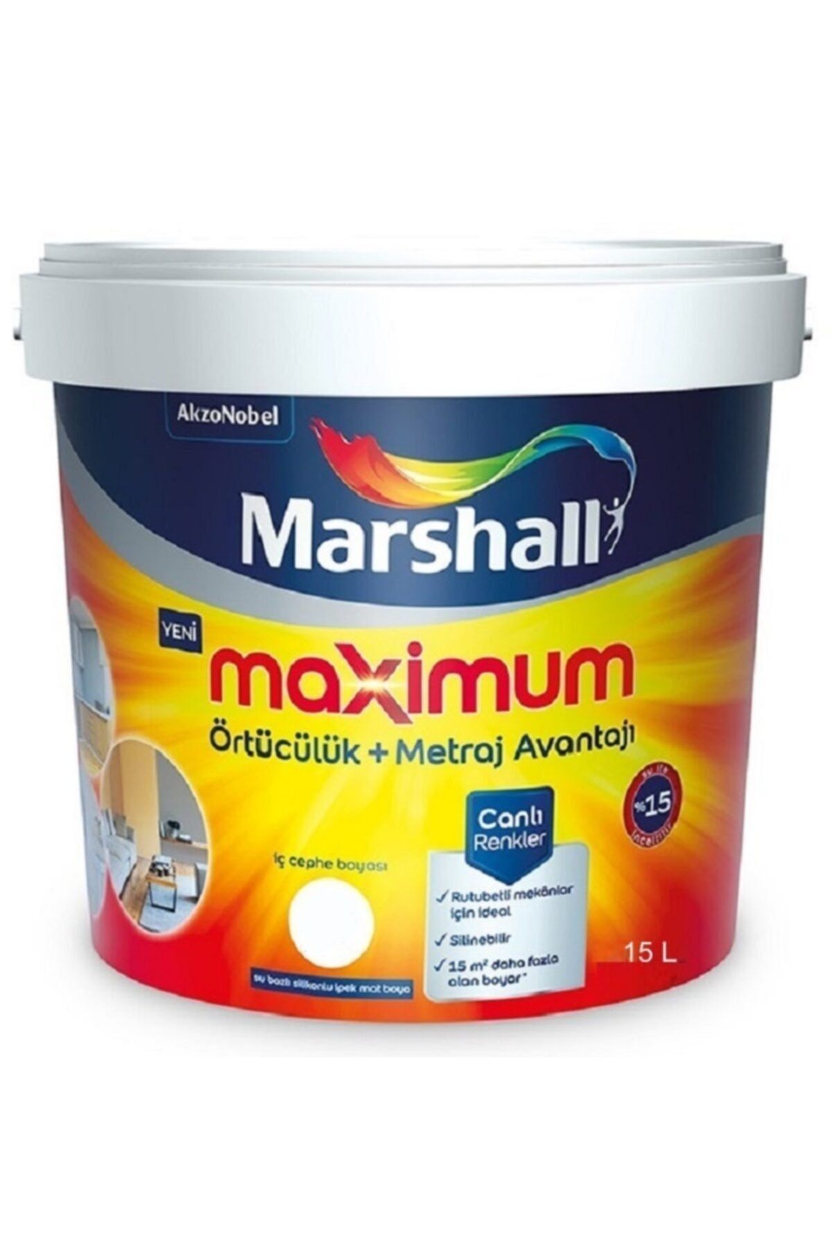 Marshall Maximum Su Bazlı Silinebilir Ipeksi Mat 15 lt / 20 Kg Patika