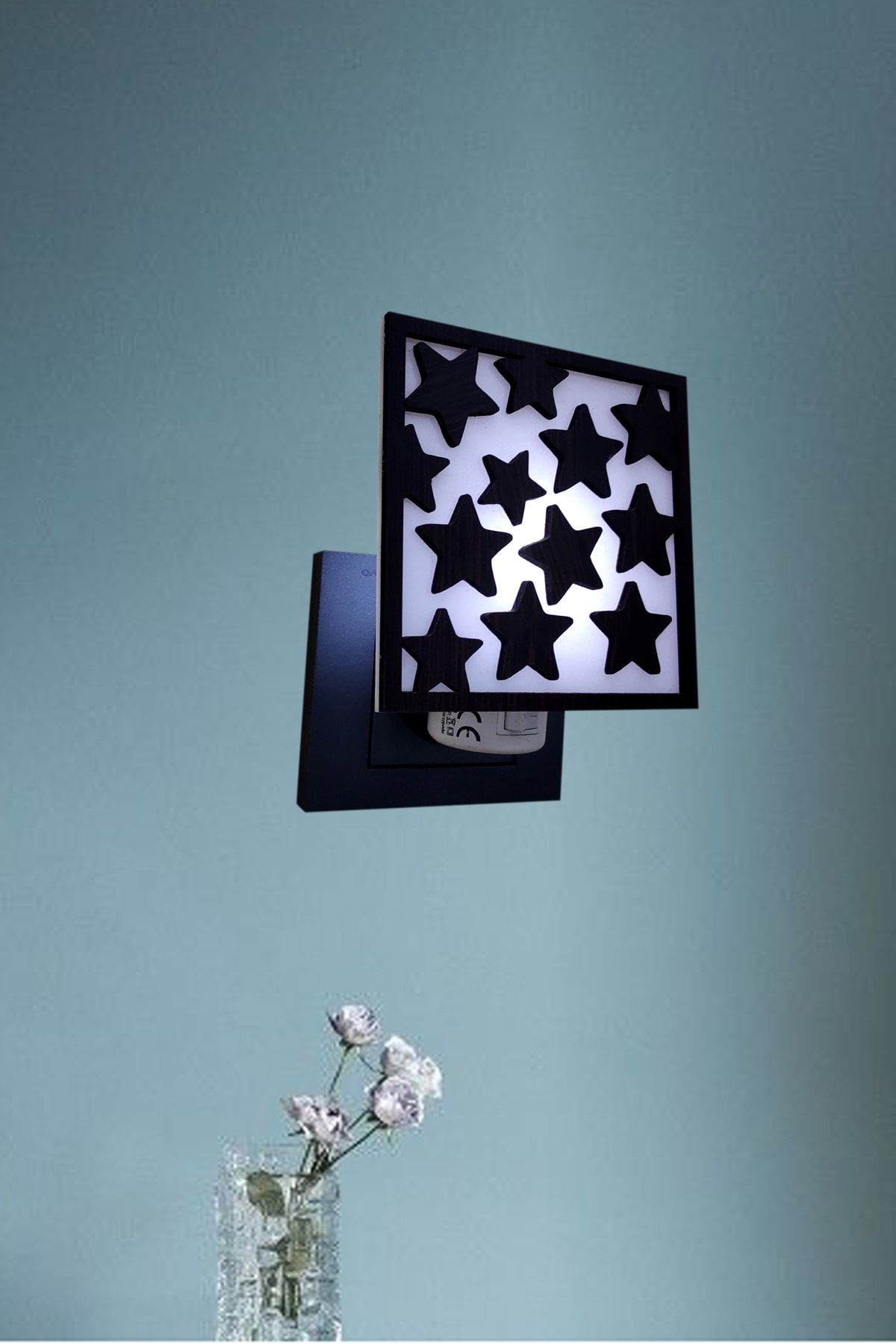 UTKU TASARIM Star Kablosuz Priz Aplik Modern Led Gece Duvar Lambası Anahtarlı Lüx Mini Dekor Apliği