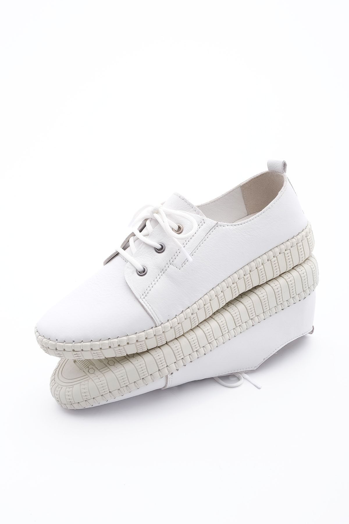Marjin Kadın Hakiki Deri Comfort Ayakkabı Resa beyaz