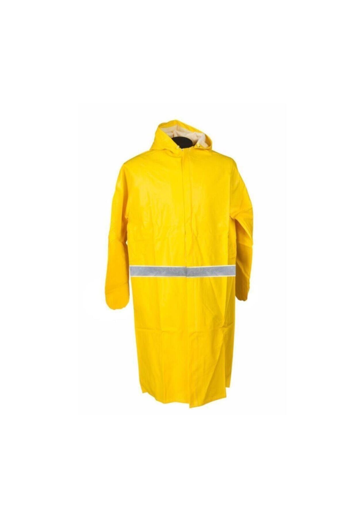 DrMia Pvc Yağmurluk Reflektörlü Iş Güvenlik Yağmurluk Sarı