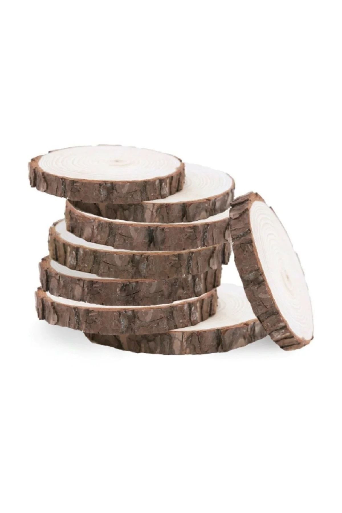 Genel Markalar Doğal Ahşap Odun Dilimleri Hobi Magnet Süsleme Ahşap Boyama 5-7 Cm Boyutlarında 50'li Paket