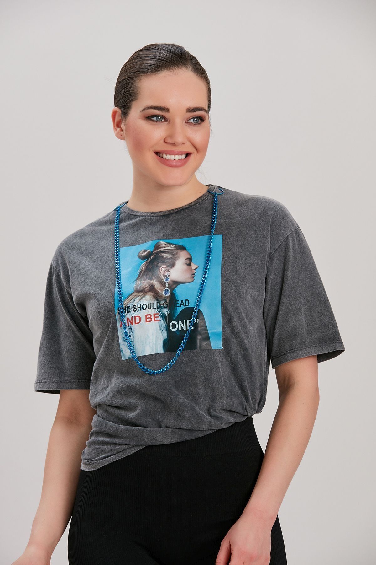 Y-London Kadın Taş Baskılı T-Shirt YL-TS99884