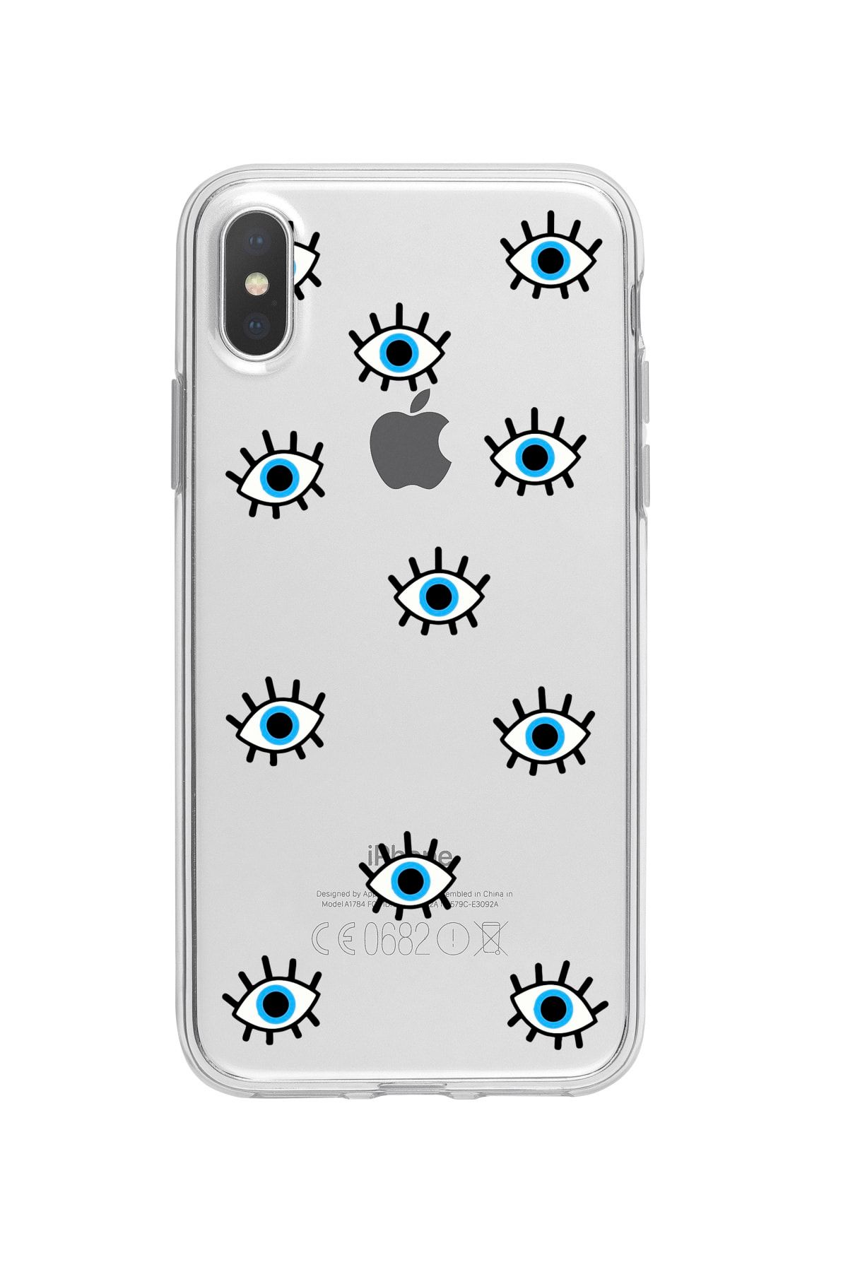 mooodcase Iphone X Uyumlu Nazar Gözler Desenli Premium Şeffaf Silikon Kılıf