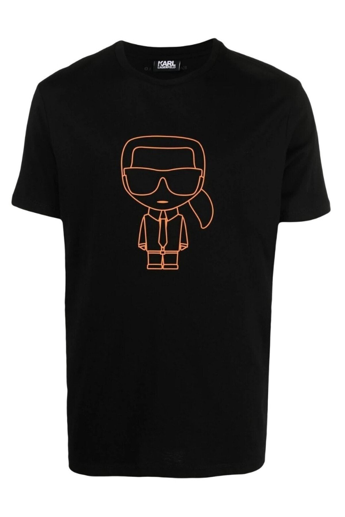 Karl Lagerfeld Erkek Siyah Ikonik Baskı T-shirt