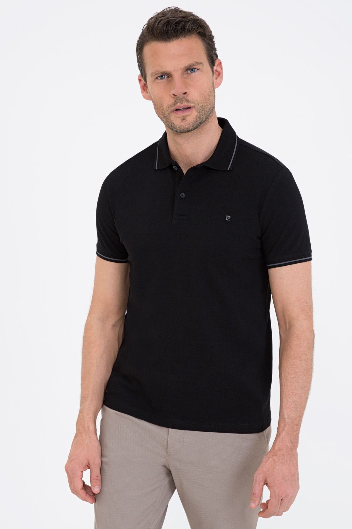 Pierre Cardin Siyah Slim Fit Basic Polo Yaka T-Shirt