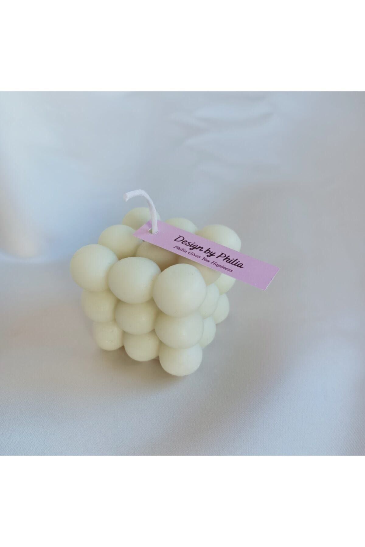 designbyphilia Beyaz Bubble Mum Dekoratif Kokulu Mum Bubble Candle