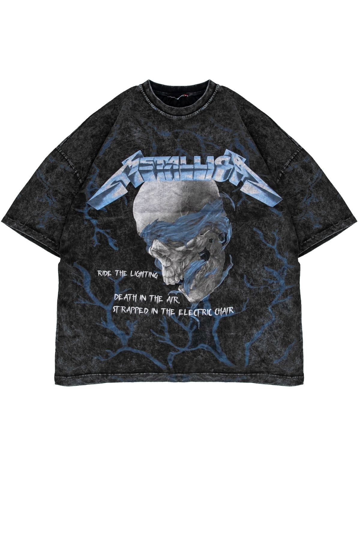 Sokak Butik RideTheLighting-Metallica Baskılı Oversize Yıkamalı Unisex Tshirt