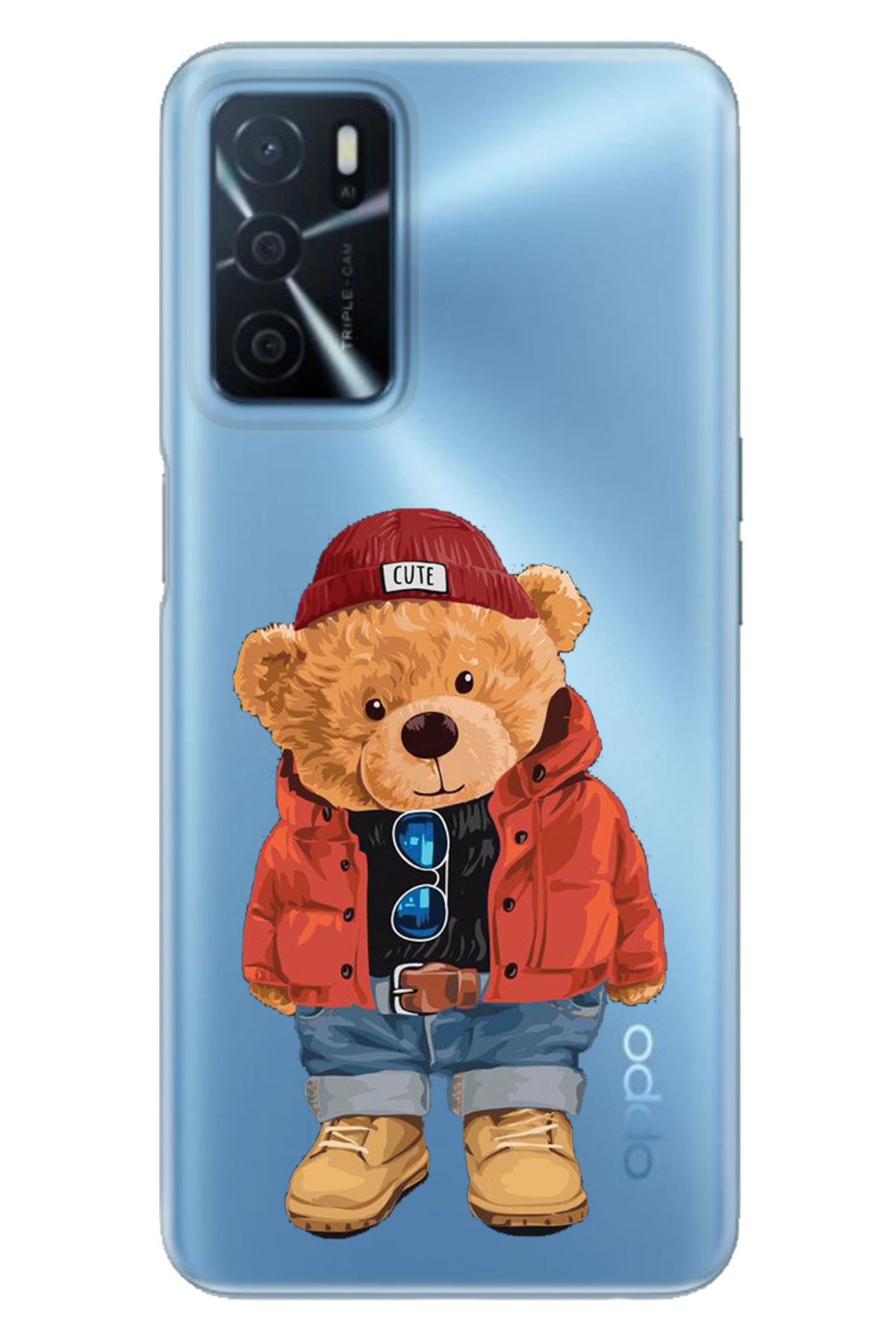 Oppo A16 Uyumlu Kılıf Silikon Desenli Tam Koruma Resimli Kapak Teddy Bear