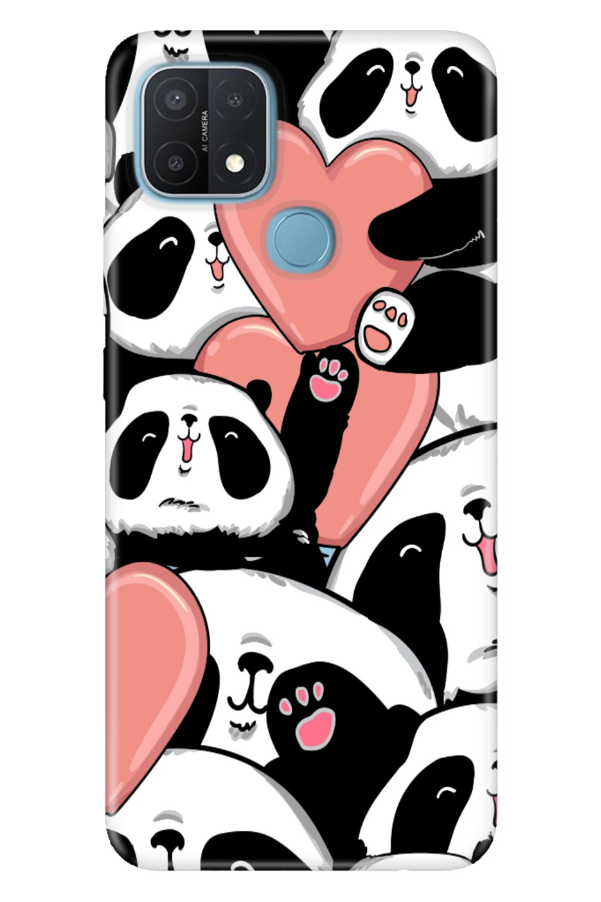 Oppo A15s Uyumlu Kılıf Silikon Desenli Tam Koruma Resimli Kapak Sevimli Panda