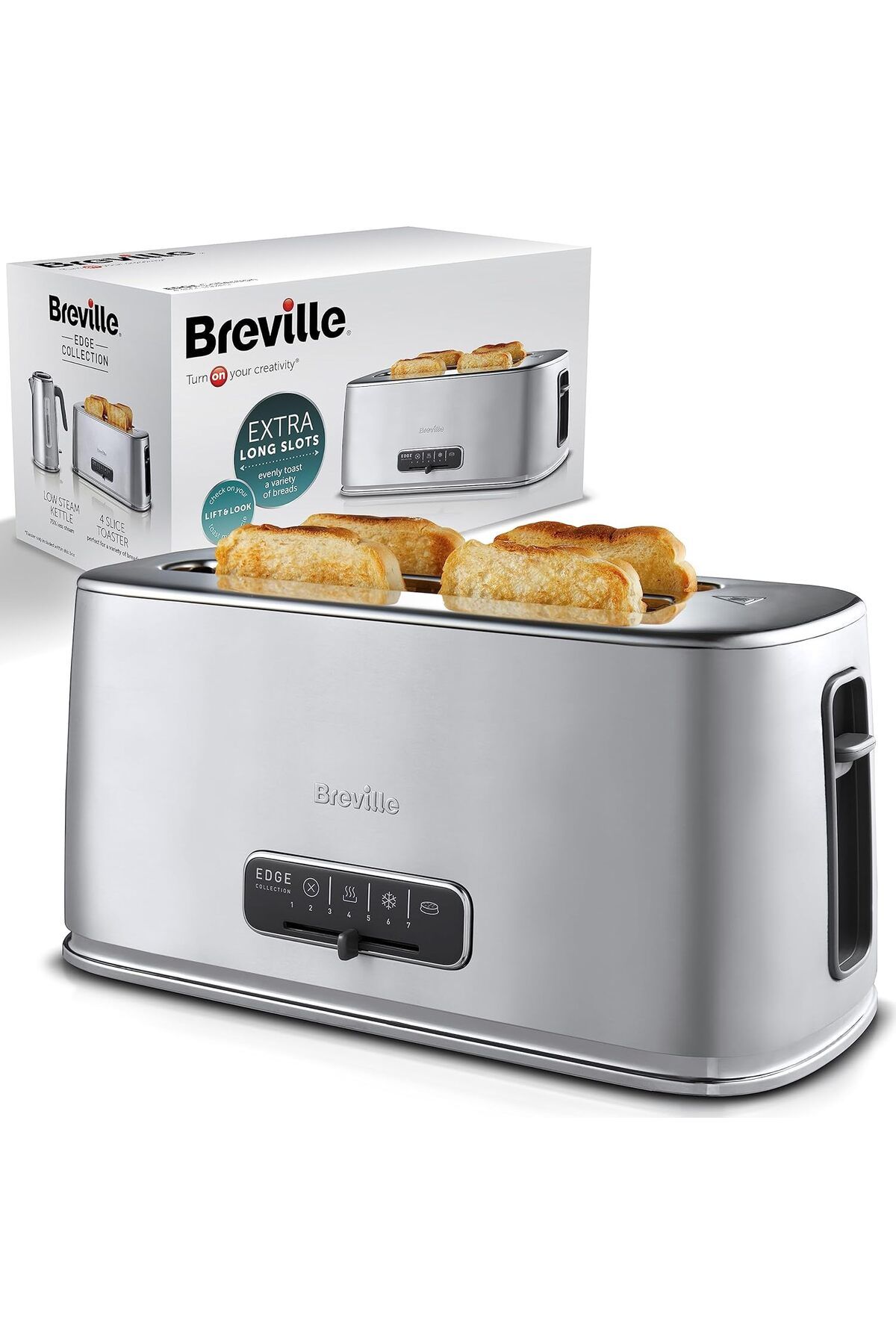 Breville Edge Silver Ekstra Uzun Yuvalı ve Yüksek Kaldırma özellikli Ekmek Kızartma Makinesi