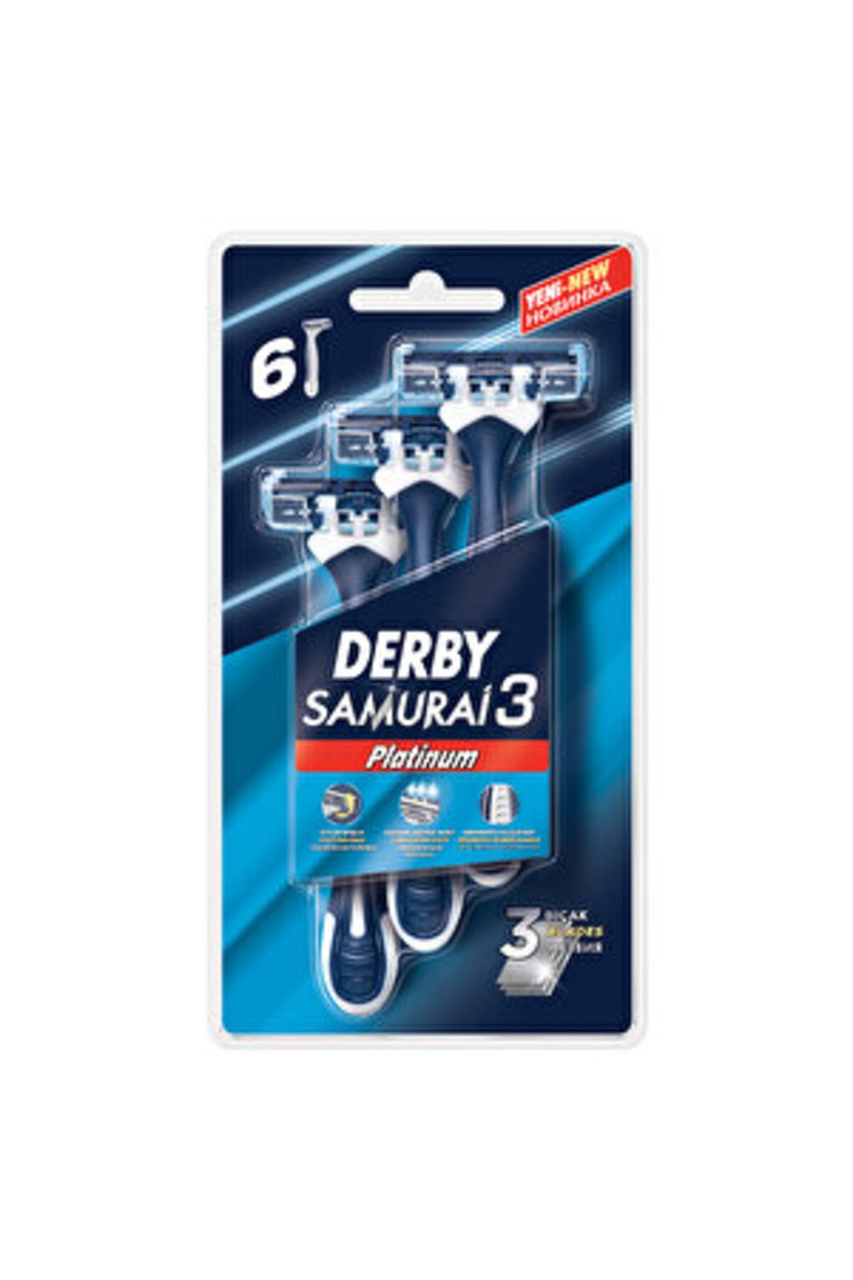 Derby ( FIRÇALIK HEDİYE ) Derby Samurai 3 Platinum Tıraş Bıçağı 6'lı ( 1 ADET )