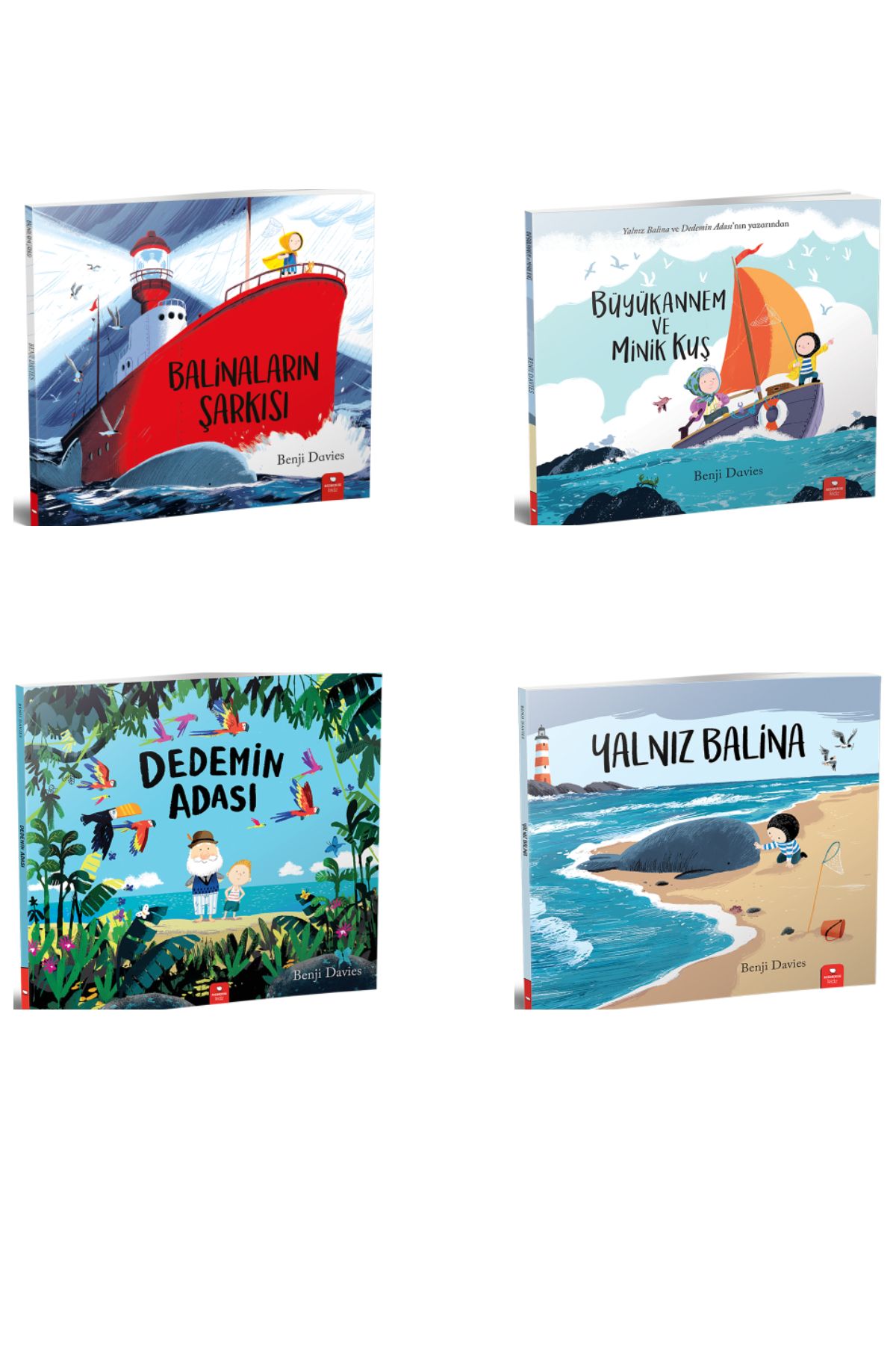Redhouse Kidz Yayınları Balinaların Şarkısı-Büyükannem ve Minik Kuş-Dedemin Adası-Yalnız Balina - Benji Davies Set