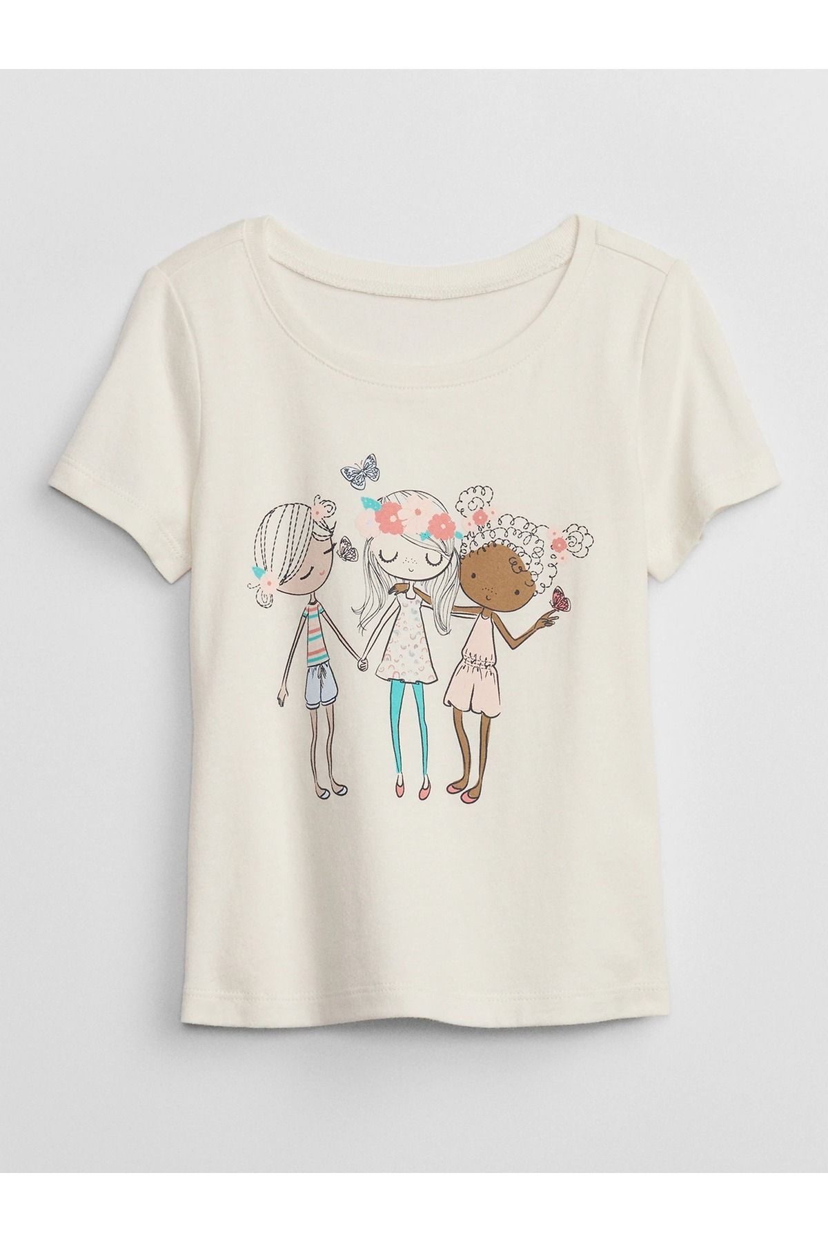 GAP Kız Bebek Krem Grafikli Kısa Kollu T-shirt