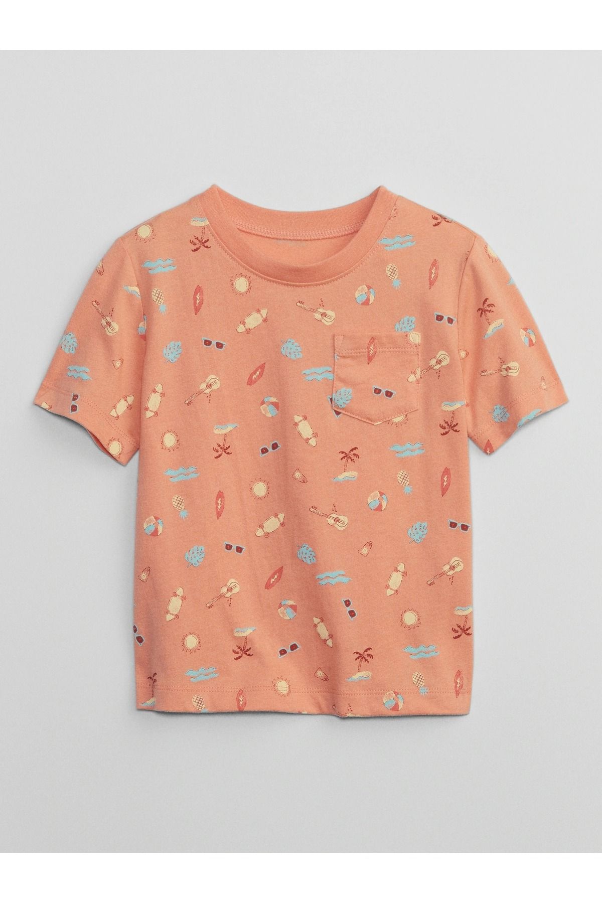 GAP Erkek Bebek Turuncu Desenli Cepli T-shirt