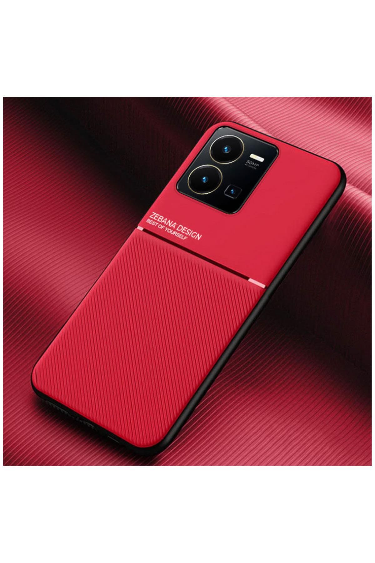 Zebana Vivo Y22s Uyumlu Kılıf Design Silikon Kılıf Kırmızı
