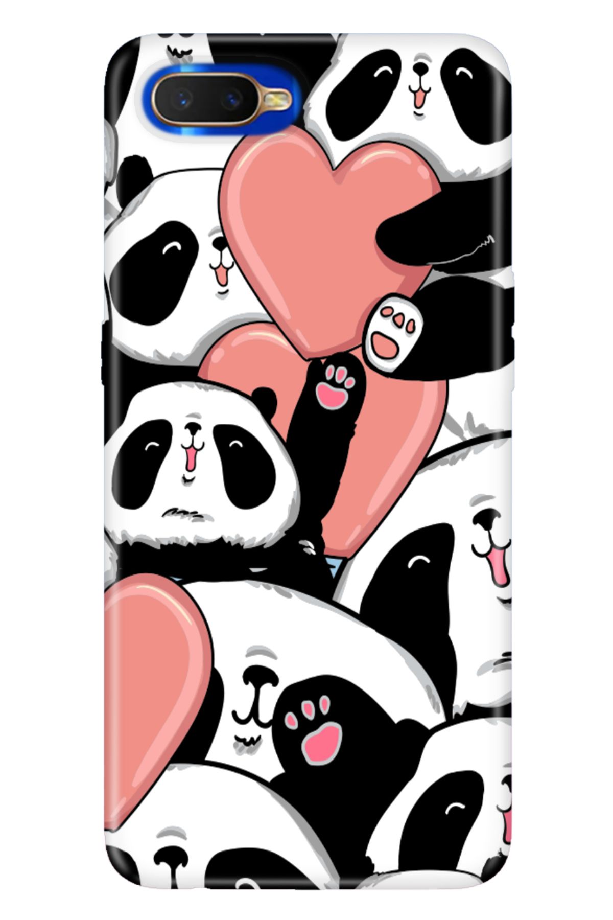Oppo RX17 Neo Uyumlu Kılıf Silikon Desenli Tam Koruma Resimli Kapak Sevimli Panda