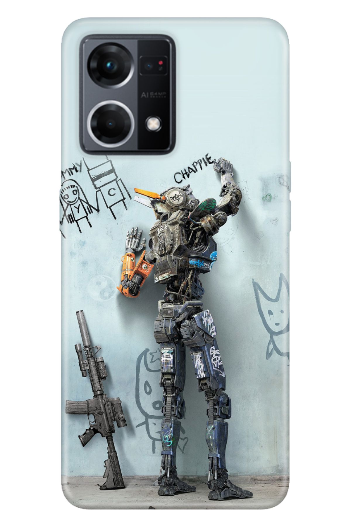 Oppo Reno 7 4G Uyumlu Kılıf Silikon Desenli Tam Koruma Resimli Kapak Chappie