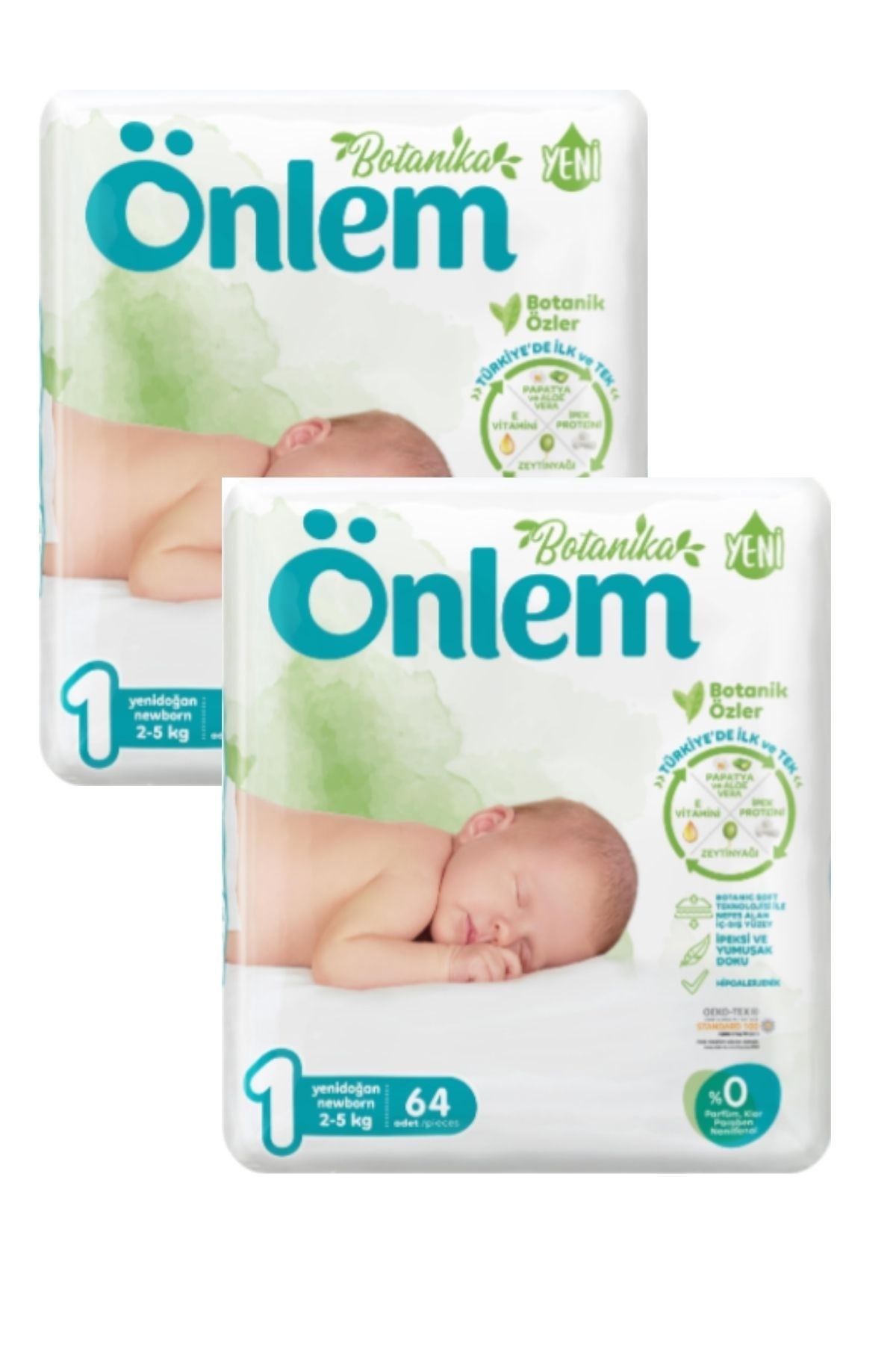 ÖNLEM Botanika Bebek Bezi Yenidoğan Newborn 2-5 Kg 1 Numara 2 X 64 Adet