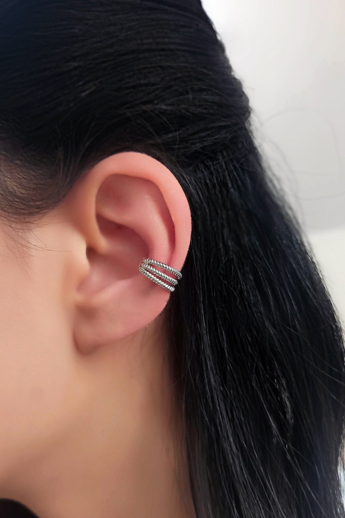 Çlk Accessories Tekli Üç Sıra Kabartma Ear Cuff / Kıkırdak Küpe Trküpe3783 B31753