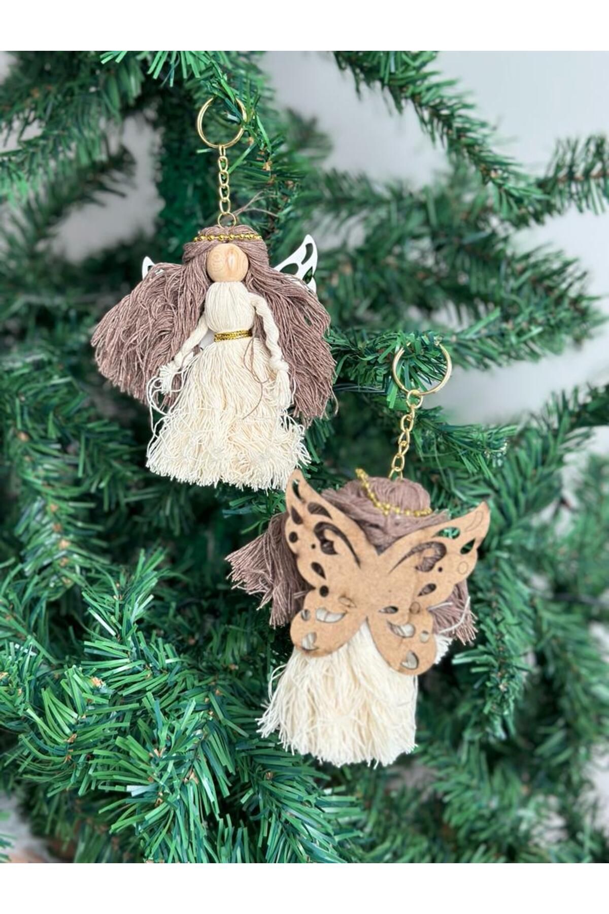 QUEEN AKSESUAR İthal lüks tasarım büyük saçlı kelebek kanatlı melek hediyelik anahtarlık süs dekorasyon ağaç süs