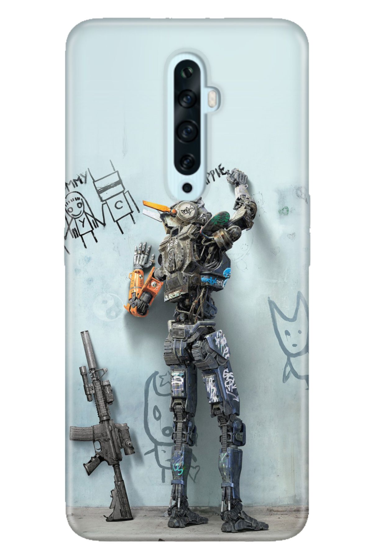 Oppo Reno 2Z Uyumlu Kılıf Silikon Desenli Tam Koruma Resimli Kapak Chappie