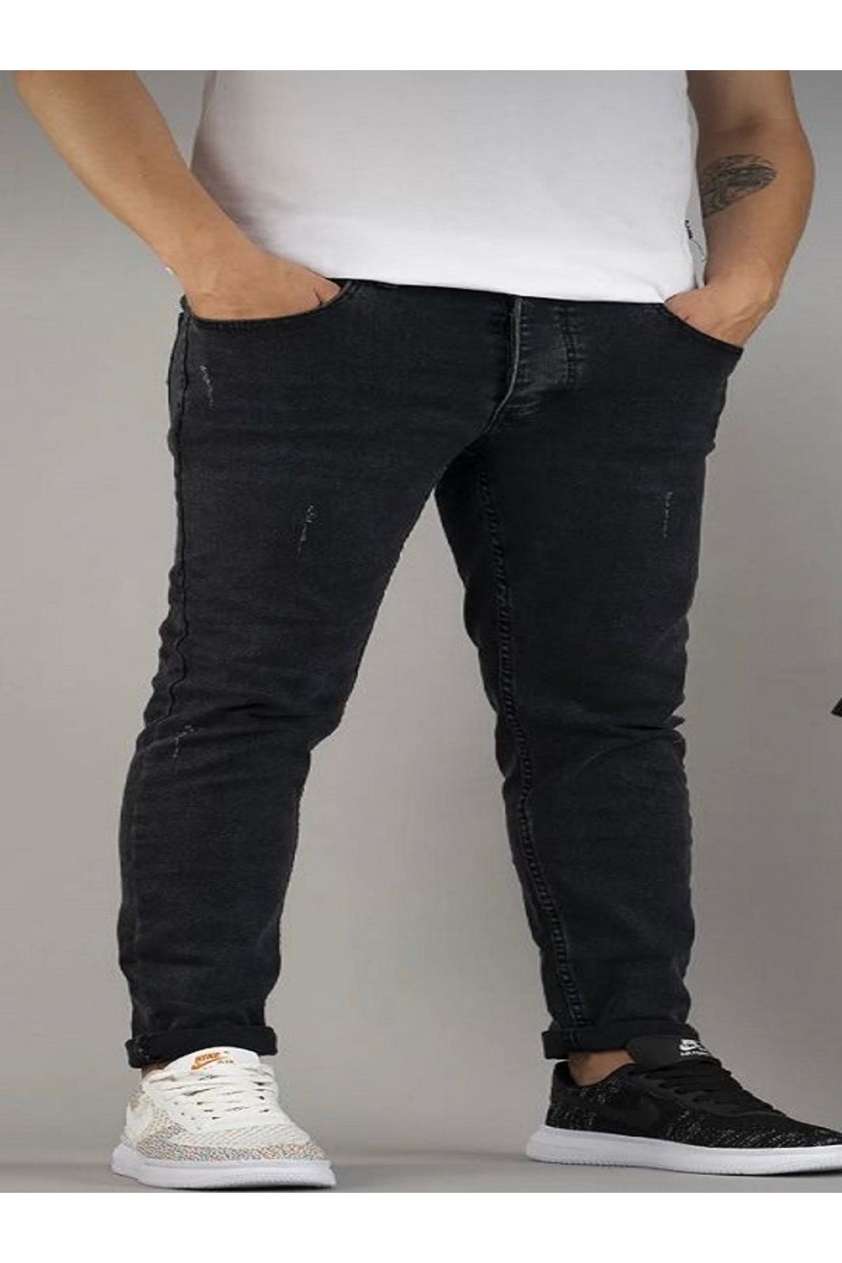 HACKER DENIM erkek likralı lazer tırnaklı büyük beden kot pantolon T650